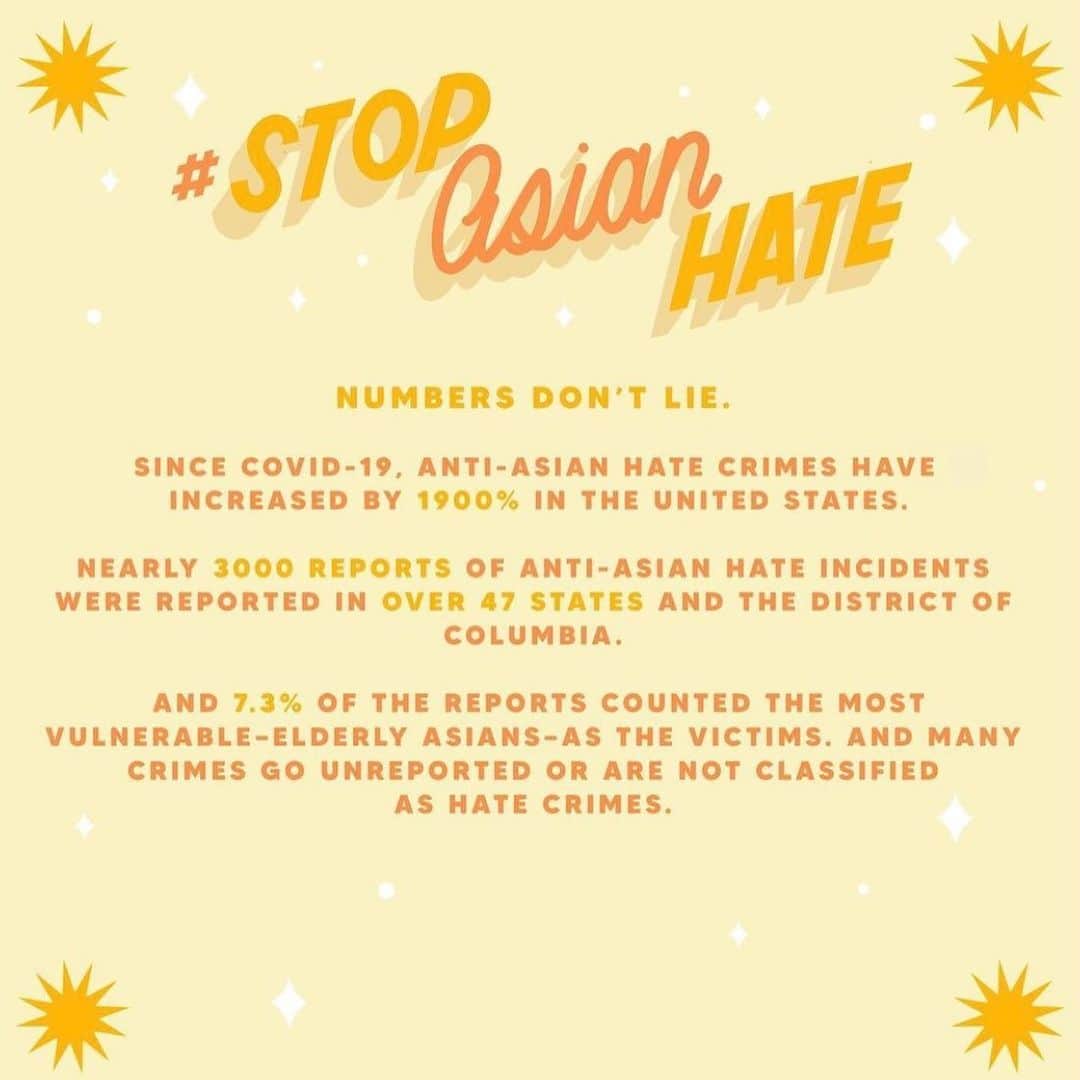 ShopBAZAARさんのインスタグラム写真 - (ShopBAZAARInstagram)「Following the uptick of anti-Asian hate crimes in the U.S., people are calling to bring attention to the troubling racist violence targeting members of the AAPI community, especially the elderly. With the #StopAsianHate campaign, social media users are sharing their own experiences with racism and asking for support from allies. Artist Steffi Lynn (@haveanicedayy_), whose informative graphics are being shared online, and Cynthia Choi, co-founder of Stop AAPI Hate, talked to BAZAAR about the movement and ways people can help. Take action now at the link in our bio.  Graphics designed by @haveanicedayy_. The information was sourced from Stop AAPI Hate and NYPD data reported from ‘The Queen’s Chronicle.’  Regram: @harpersbazaarus」2月22日 9時30分 - shopbazaar