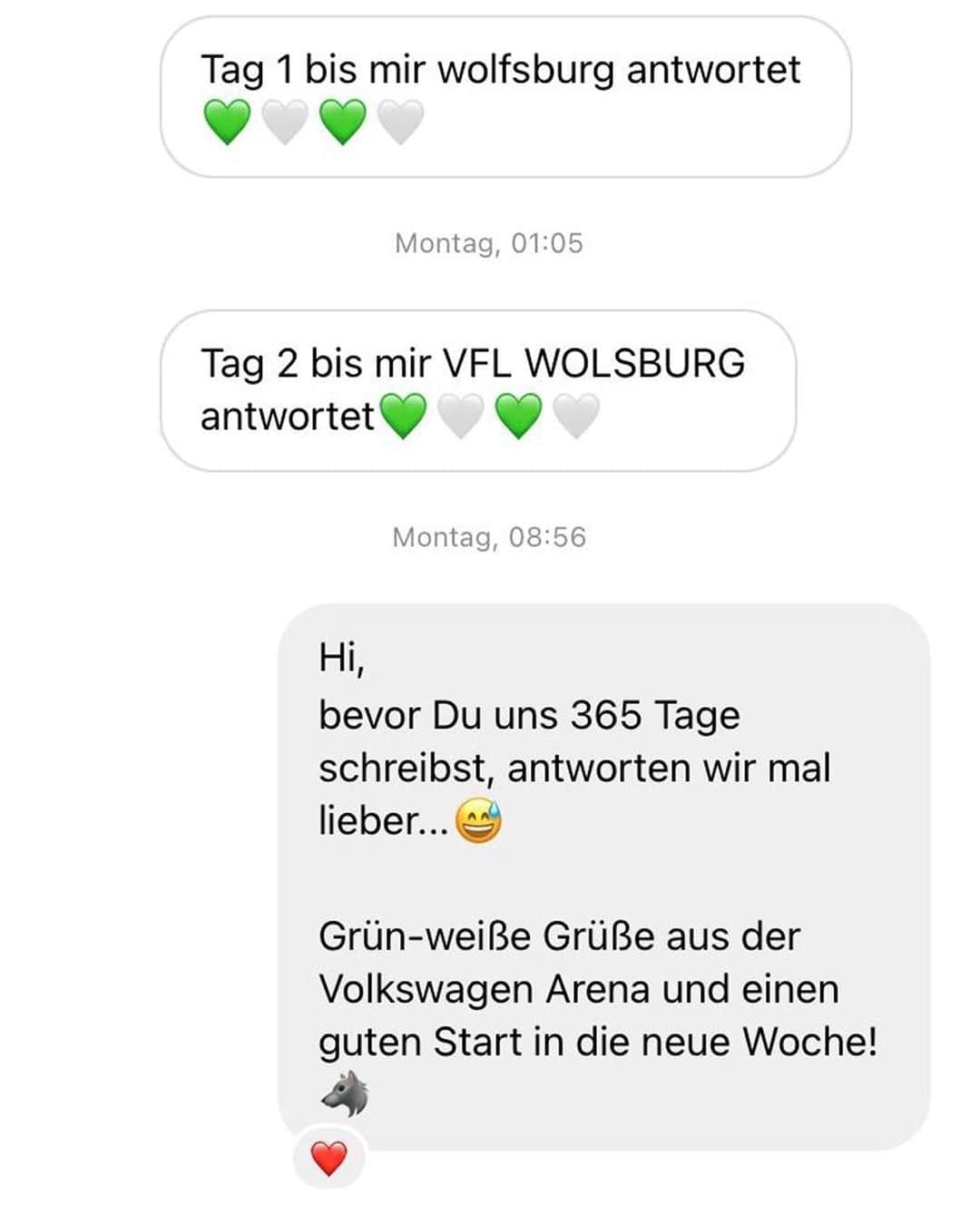 VfLヴォルフスブルクさんのインスタグラム写真 - (VfLヴォルフスブルクInstagram)「Liebesgrüße aus dem Internet 💚💚💚  #youvegotmail   #mondaymotivation #vflwolfsburg #arbeitfussballleidenschaft #immernurdu #immer_hungrig」2月22日 20時15分 - vfl.wolfsburg