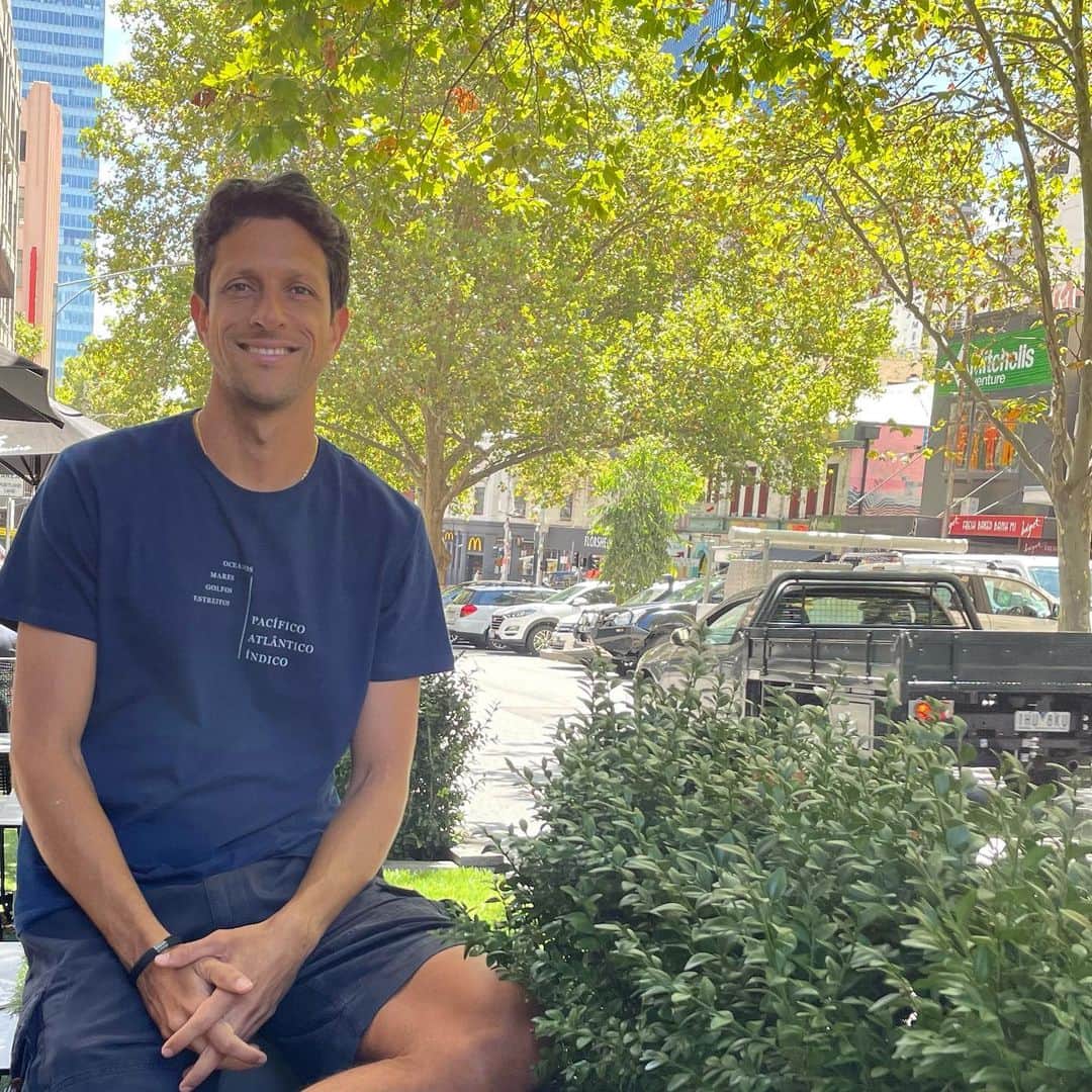 マルセロ・メロのインスタグラム：「Último dia em Melbourne :) , aproveitar pq próximo torneio bolha total!  . . Last day in Melbourne, enjoying a bit outside before next bubble and 🥶 in Rotterdam」