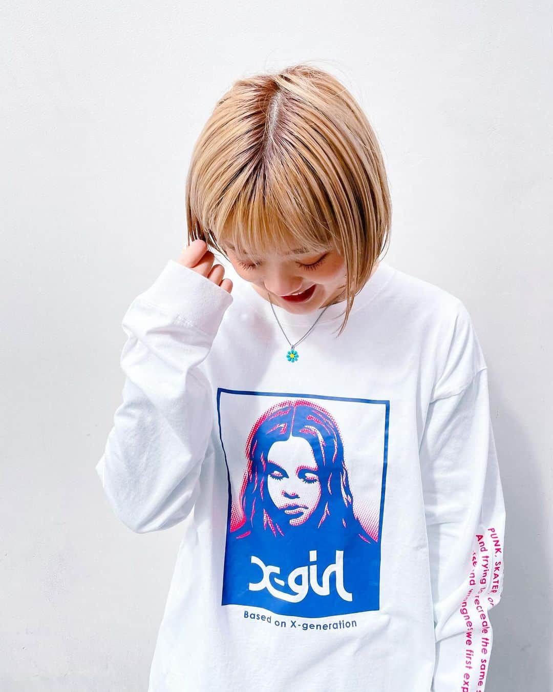 XGIRL_ootdのインスタグラム：「#xgirl_ootd @miiharuka 162cm X-girl UMEDA STAFF ・ ------------------------------ ・ ▪️DAISY NECKLACE ¥3,850 ・ -------------------------------- #xgirl #xgirljp #xgirlus #エックスガール」
