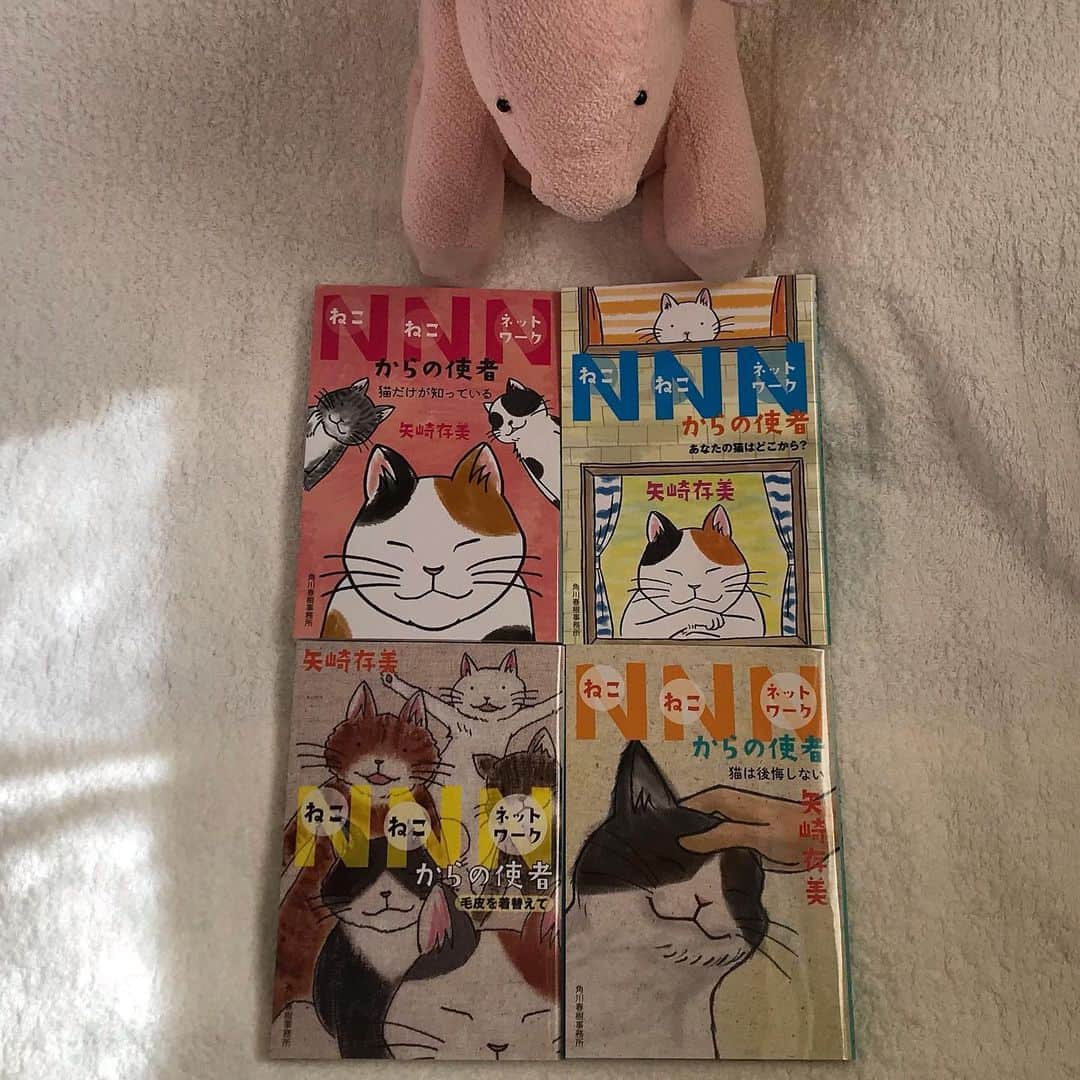 のインスタグラム：「今日2/22は猫の日──ということで、矢崎の猫小説をご紹介。 ハルキ文庫の「NNN（ねこねこネットワーク）からの使者」シリーズ。『猫だけが知っている』『あなたの猫はどこから？』『毛皮を着替えて』『猫は後悔しない』──どこから読んでも大丈夫です！ #ぶたぶた #山崎ぶたぶた #矢崎存美 #NNNからの使者 #猫の日 #ねこの日 #ネコの日 #ハルキ文庫」