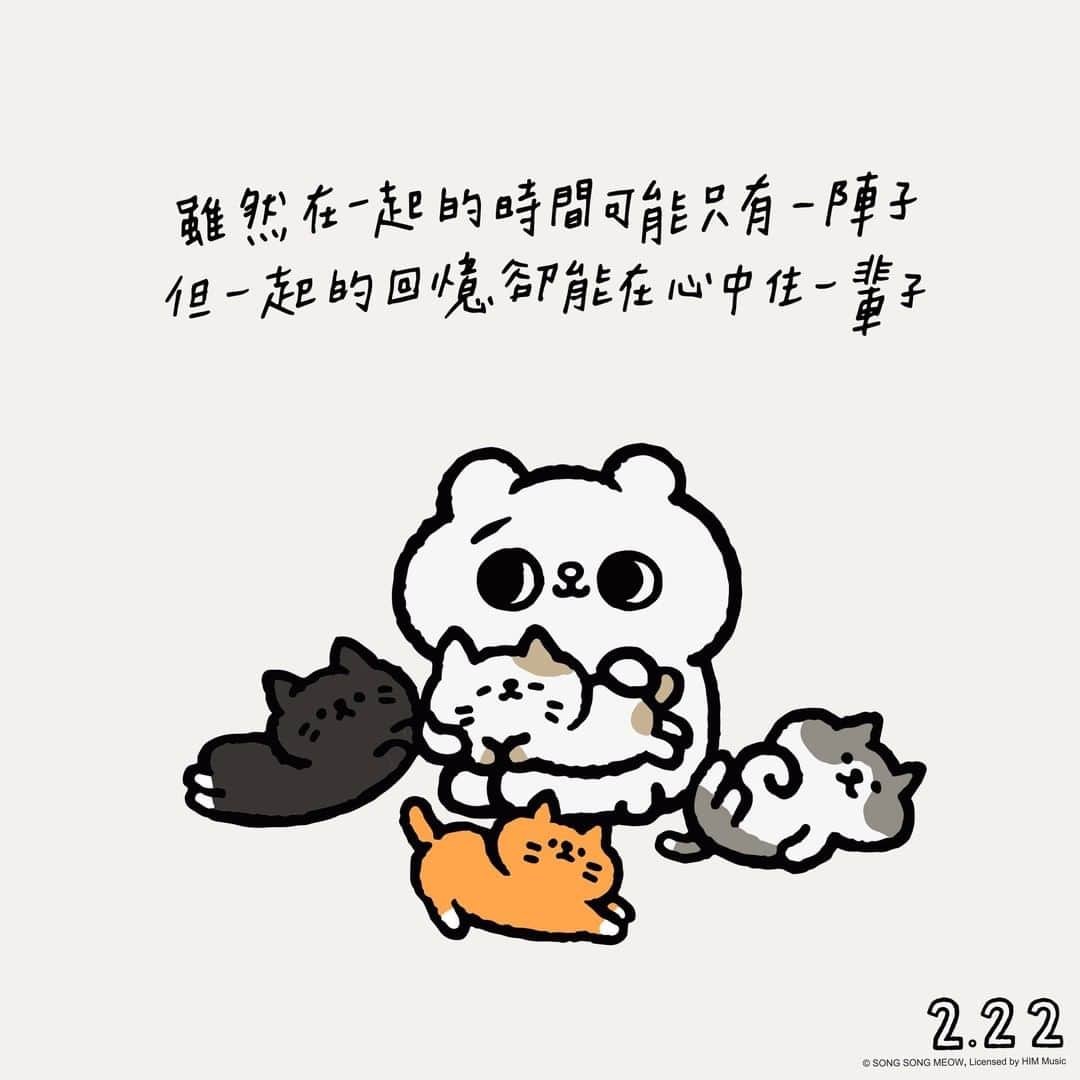 爽爽貓 by SECONDのインスタグラム：「#猫の日 #ニャン   因為不相信天長地久了 所以更懂得回家時和出門前  擁抱眼前的你了  #爽爽貓 #爽爽猫 #ソウソウネコ #そうそうねこ #SONGSONGMEOW #bySECOND #wuchengan #comic #comics #cat」