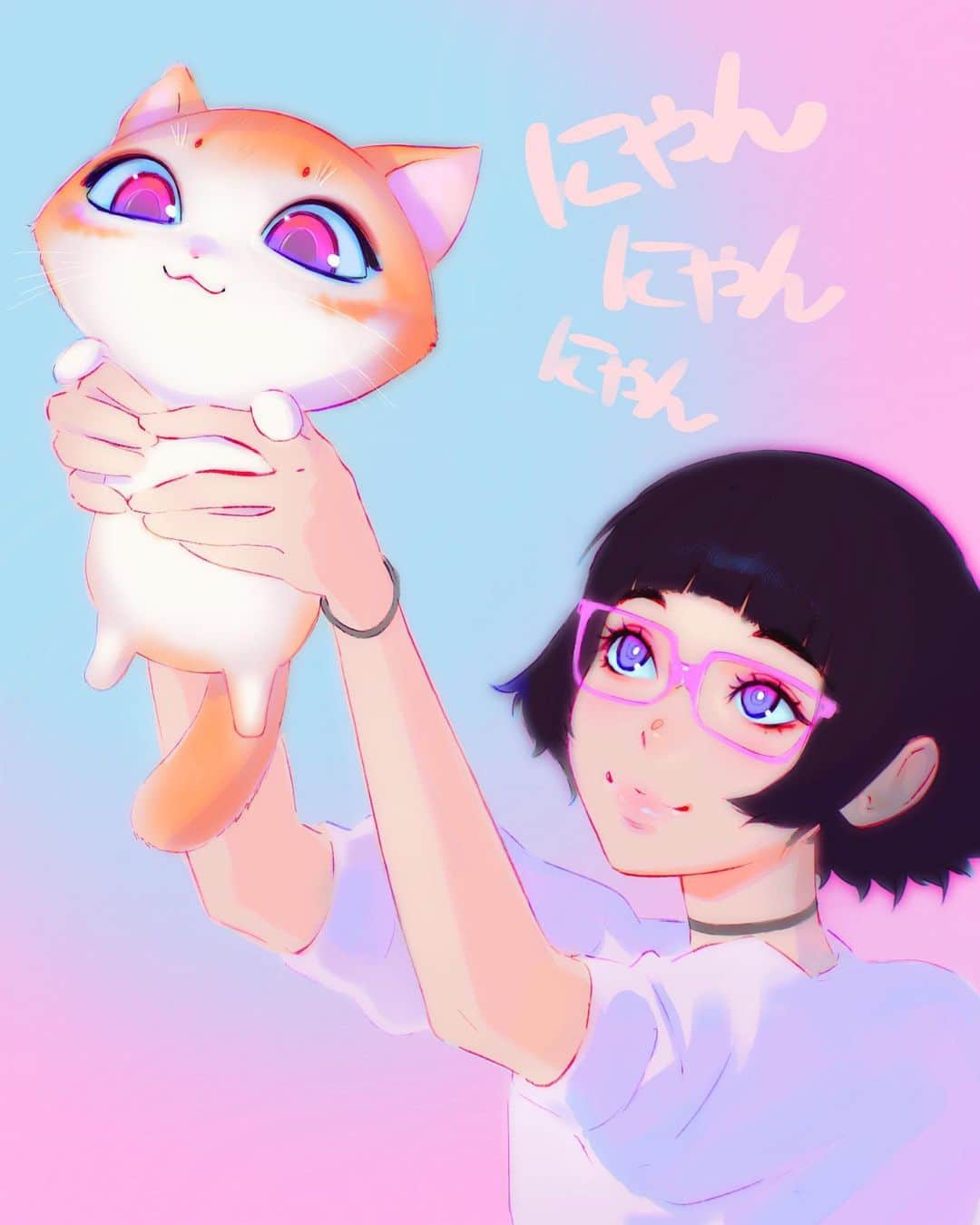 のインスタグラム：「I decided on the names of my first original characters - Lisa (the girl) and Potato (the 🐈) ✨ If you want to draw them in your style, be my guest! 🎶 Please use the #DrawLisaInYourStyle hashtag so I could see your contributions and repost it to my Instagram Stories!✨🙇🏻‍♂️✨   Oh, also - it’s a Cat Day in Japan today, hehe」