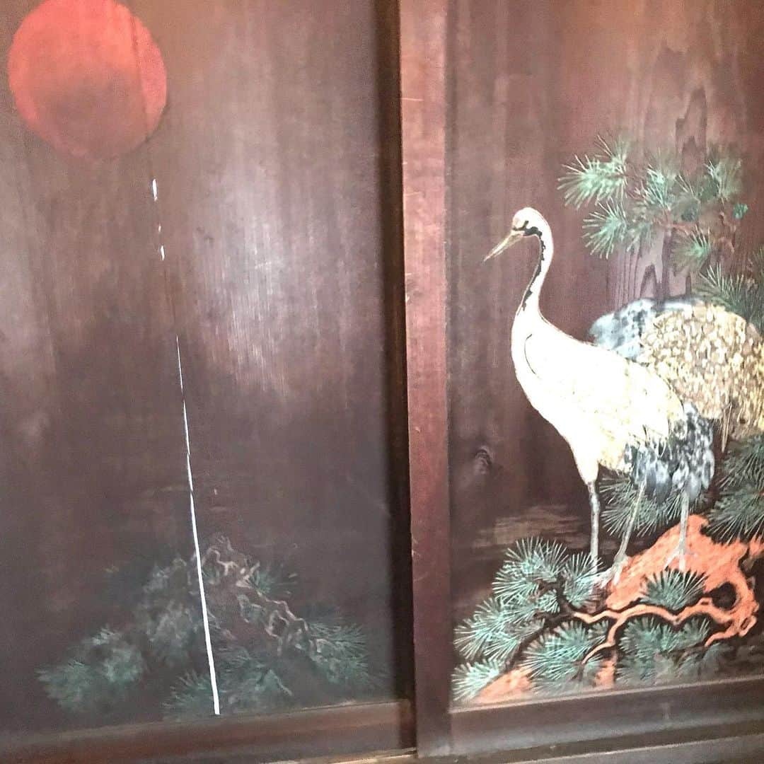 土屋眞弓のインスタグラム：「京都円通山興聖寺 慶長八年(1603年)開山 古田織部により建てられた臨済宗のお寺です 本堂の天井には龍🐉がいらっしゃる(写真は撮りませんでした) 歴史ある当時からの木の襖には素晴らしい絵が残っていました 古田織部の茶室も拝見させて頂きました🙏 この後こちらの方丈で素晴らしい襖絵のお披露目がありました その時の模様は後ほど  #臨済宗円通山興聖寺 #古田織部 #古田織部茶室」