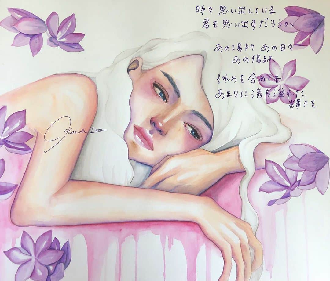 伊東楓 伊東楓さんのインスタグラム写真 - (伊東楓Instagram)「. 時々、思い出している 君も思い出すだろうか あの場所 あの日々 あの傷跡  それらを含めても あまりに満ち溢れた輝きを #唯一の月 #artofmaple #水彩 #watercolor #drawing #絵 #絵詩  #詩」2月22日 17時47分 ...