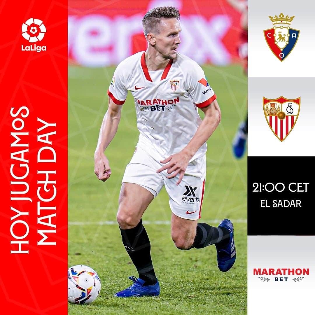 セビージャFCのインスタグラム：「⚽ Hoy jugamos un partido importantísimo 🆚 @caosasuna 💪 🔥  ¡Vamos, mi Sevilla! ⚪🔴  #weareSevilla #osasunaSevillaFC #matchday #sevilla #sevillafc #laliga」