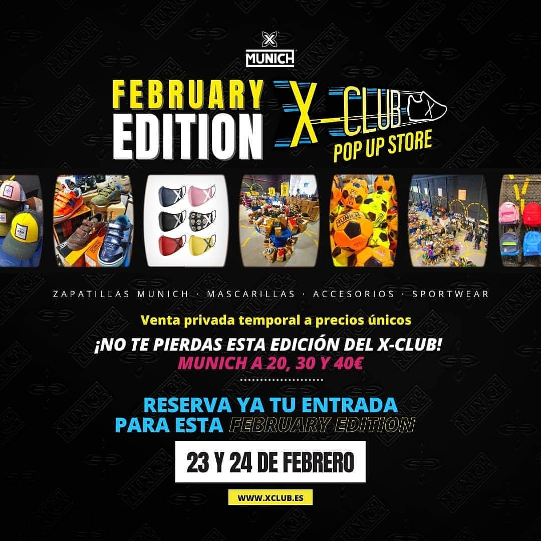 ミュニックのインスタグラム：「⏳ ¡Empieza la cuenta atrás! 🙌  💥 24h para empezar el X-CLUB ✖️  ¿Aún no tienes tu entrada? ¡Consíguela ya! 🎟️👉 www.xclub.es  #XCLUB #MunichSports #barcelona #evento #sale #fashion #sport #kids #shopping」