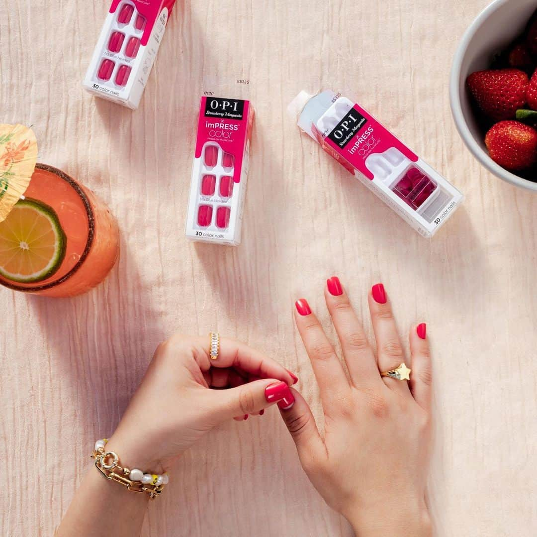 OPIさんのインスタグラム写真 - (OPIInstagram)「📣New Collab Alert 📣We partnered up with @impressmanicure to bring you press-on nails in 10 of our most popular #OPI shades! These coveted pre-polished nails are smudge-proof, chip-proof, AND waterproof.  Today, we're celebrating this collab and #NationalMargaritaDay with an imPRESS press-on mani in #StrawberryMargarita 🍓🍹 Head to our #linkinbio to explore.   #OPIObsessed #ColorIsTheAnswer #NOTD #NailSwag #NailsOfInstagram #NailsOnFleek #NailPolish #Nails #pressonnails #pressonmani」2月23日 5時08分 - opi