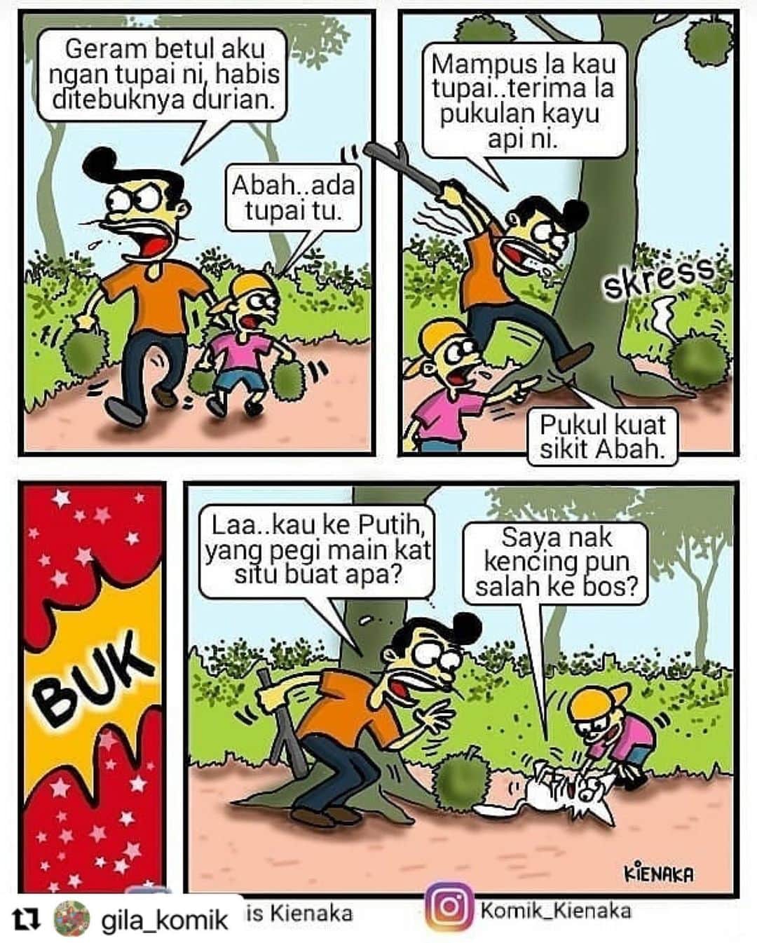 Koleksi Komik Malaysiaさんのインスタグラム写真 - (Koleksi Komik MalaysiaInstagram)「#Repost @gila_komik with @make_repost ・・・ #Repost @gila_komik • • • • • • #Repost @komik_kienaka • • • • • • Musim durian ni jaga2 lah kebun tu😂 . .Tag pencuri durian ! . #komik #komikmalaysia  #komikindonesia  #koleksikomikmalaysia  #gengkomik  #gengkartun  #instafamousmalaysia  #stayathome」2月22日 21時41分 - tokkmungg_exclusive