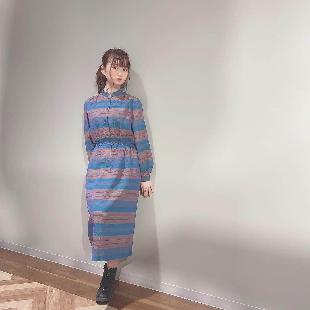 佐野心音さんのインスタグラム写真 - (佐野心音Instagram)「チェックワンピコーデ💙 * * #ootd #fashion #cordinate #古着 #古着コーデ #ワンピース #ワンピースコーデ #低身長コーデ #ミディアムヘア」2月22日 22時23分 - kokone_sano