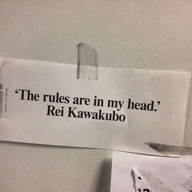 アダムのインスタグラム：「Quote by Rei Kawakubo from the 2nd issue of System Magazine, 2016. The interview took place ahead of her retrospective at The Metropolitan Museum of Art, "Rei Kawakubo/Comme des Garçons Art of The In-Between."」