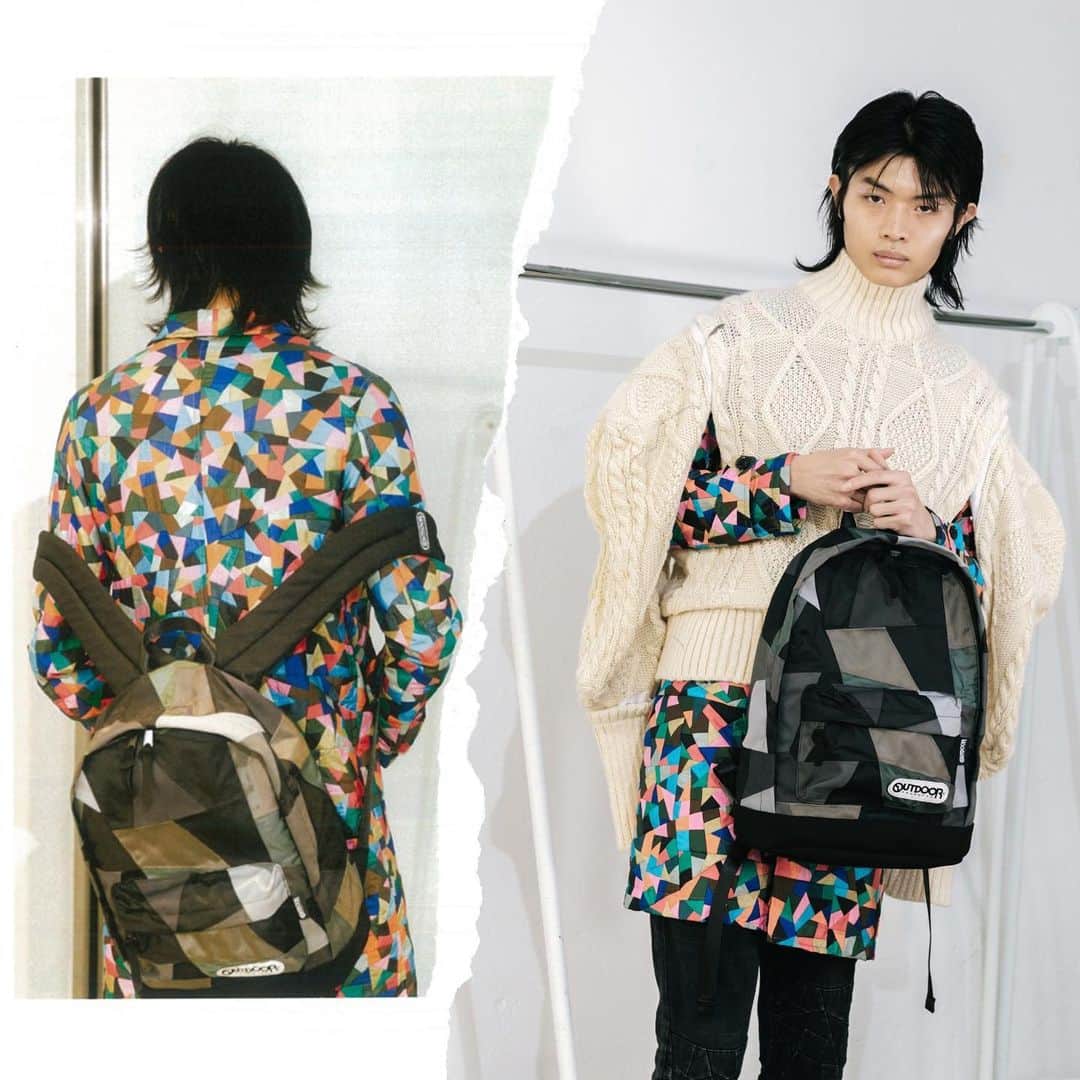 今西龍君のインスタグラム：「MIDWEST x ANREALAGE Exclusive Collection アーカイブの循環 新旧の融合 . @anrealage_official  @midwest_official  @outdoorproducts_jp  . Direction & styling @shin1551  Photos @kondayo_ Hair & Make @guchiii.hm  Collage design @yuho_ogr  . #ANREALAGE #MIDWEST #outdoorproducts」
