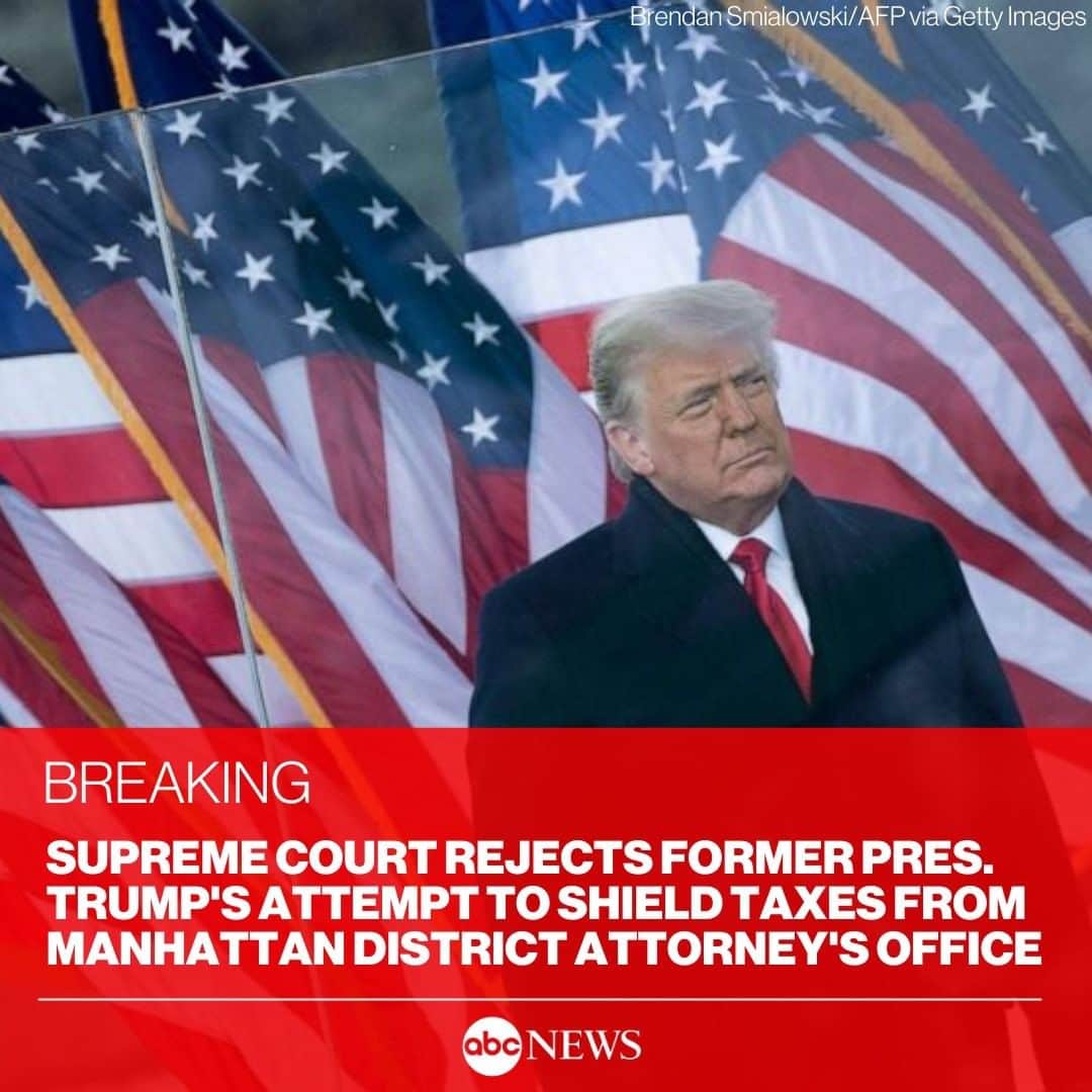ABC Newsさんのインスタグラム写真 - (ABC NewsInstagram)「BREAKING: The U.S. Supreme Court has rejected former President Donald Trump’s request to shield his taxes from the Manhattan District Attorney’s Office. READ MORE AT LINK IN BIO.」2月23日 0時32分 - abcnews