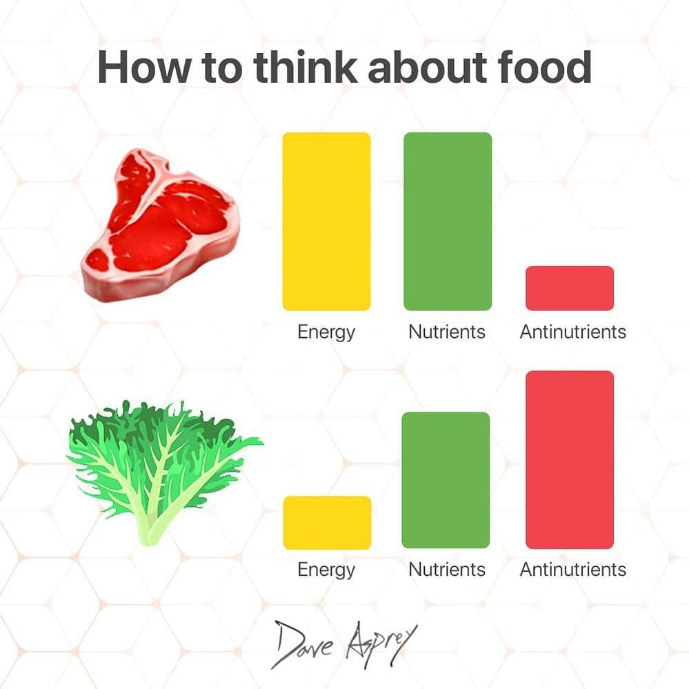 デイヴ・アスプリーさんのインスタグラム写真 - (デイヴ・アスプリーInstagram)「(Grass-fed steak versus kale 👆🏼)  All foods have energy in them, and you use that energy to show up in the world every day. We measure that energy in calories. Calories are not bad or good; they just tell you how many electrons you can get from your food to power your day.  Somehow, we convinced ourselves that calories are bad for us, even though we need them. 🤷‍♂️  All foods also have varying amounts of different nutrients. That’s good for you, which is why most advice is to eat foods with more nutrients. Even professionally trained nutritionists and dieticians tend to stop there.  The missing piece is that all foods also contain different amounts of anti-nutrients, and different people are more or less sensitive to different anti-nutrients. Why aren’t we talking more about those?  Imagine if someone gave you food with a normal amount of calories, a ton of nutrients, and just a little bit of mercury and lead, and cyanide. Typical thinking would ignore that last part even though it really matters for your short-term and long-term health.   Every single thing you eat is a mix of energy, good stuff, and bad stuff. Focus first on eating less bad stuff. Then focus on getting more nutrients. And then make sure you get enough energy from your food (and make sure that you don’t eat all the time either!)  Calories aren’t bad. Nutrients are good. Anti-nutrients are a bigger issue than you think. And yes, kale is a poor choice, but many veggies are good for you.   My new book, Fast This Way, teaches you about five major categories of anti-nutrients that give you cravings, inflame your gut, slow down your brain, and make you weak! It’s worth your time to read it. 😉  Head over to the link in bio to order your copy!」2月23日 0時54分 - dave.asprey