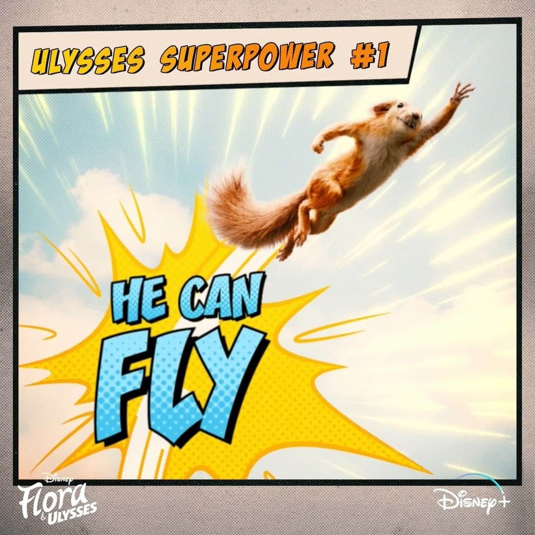 Walt Disney Studiosのインスタグラム：「It’s a bird. It’s a plane. No, it’s Ulysses. 🐿 ⚡ 💥 Watch #FloraAndUlysses, now streaming on #DisneyPlus」