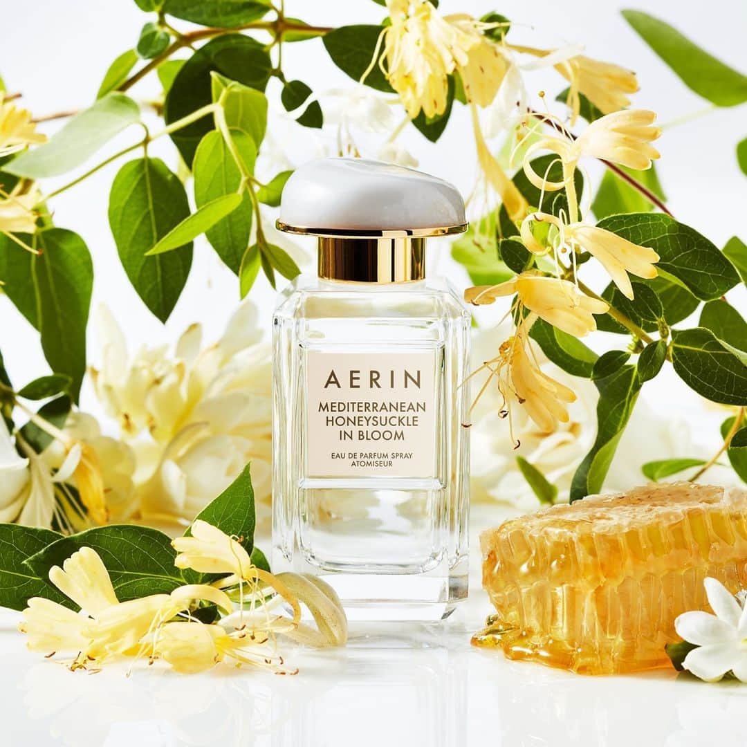 エスティローダーのインスタグラム：「Indulge in luminous notes of honeysuckle, tuberose, and miel de Provence with @aerin’s new limited-edition Mediterranean Honeysuckle in Bloom.✨ The newest iteration of @aerin's best-seller, Mediterranean Honeysuckle is now rejuvenated with an intense honeyed twist. 🍯 #AERINBeauty」