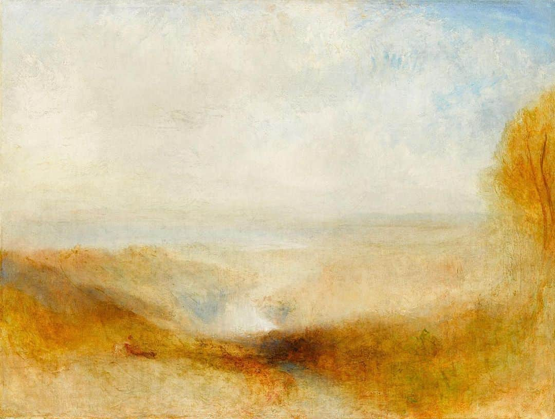 ルーブル美術館さんのインスタグラム写真 - (ルーブル美術館Instagram)「. 🇫🇷 Nous vous souhaitons une #BonneSemaine avec ce paysage de J.M.W Turner ! 🙂 - 🎨 Seule œuvre de Turner en France, cette peinture presque abstraite ne fut jamais montrée du vivant de l'artiste. Expérience ou aboutissement des recherches du peintre sur la lumière et la couleur, elle montre la singularité de Turner qui, tout en se référant à la tradition du paysagiste français Claude Lorrain, ne cessa d'innover. - ✍️ « Il y a parmi ces toiles un Turner : un lac bleuâtre éthéré, aux contours indéfinis, un lac lointain, sous un coup de jour électrique, tout au bout de terrains fauves. Nom de Dieu ! Ça vous fait mépriser l’originalité de Monet et des autres originaux de son espèce. » écrivait Edmond de Goncourt en 1890. - 💡 Très différente des peintures antérieures de l’artiste, cette œuvre fait partie d’un groupe de tableaux inachevés ou expérimentaux. Ils furent réalisés vers 1845 et représentent son dernier style, où son art grandit en richesse, vivacité et audace. - - - - 🌍 We wish you a #GoodWeek with this landscape by J.M.W Turner! 🙂 - 🎨 Turner's only work in France, this almost abstract painting was never shown during the artist's lifetime. Experience or result of the painter's research on light and color, it shows the singularity of Turner who, while referring to the tradition of the French landscape painter Claude Lorrain, never stopped innovating. - ✍️ "There is a Turner among these canvases: an ethereal bluish lake, with undefined contours, a distant lake, under an electric light, at the very end of tawny grounds. Goddamn it! It makes you despise the originality of Monet and other originals of his kind." wrote the French writer Edmond de Goncourt in 1890. - 💡 Very different from the artist's previous paintings, this work is part of a group of unfinished or experimental paintings. They were made around 1845 and represent his last style, where his art grows in richness, vivacity and audacity. - 📸 © RMN - Grand Palais (Musée du Louvre) / Mathieu Rabeau . . . #Louvre #MuséeDuLouvre #LouvreChezVous #MuseumFromHome #CultureChezNous @mba_bordeaux」2月23日 1時39分 - museelouvre