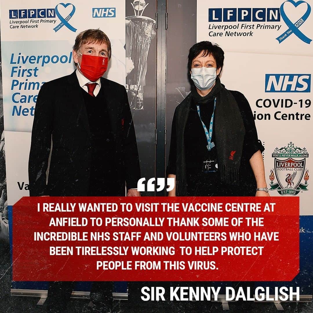 リヴァプールFCさんのインスタグラム写真 - (リヴァプールFCInstagram)「Sir Kenny on visiting Anfield's COVID-19 vaccine centre ❤️」2月23日 2時02分 - liverpoolfc