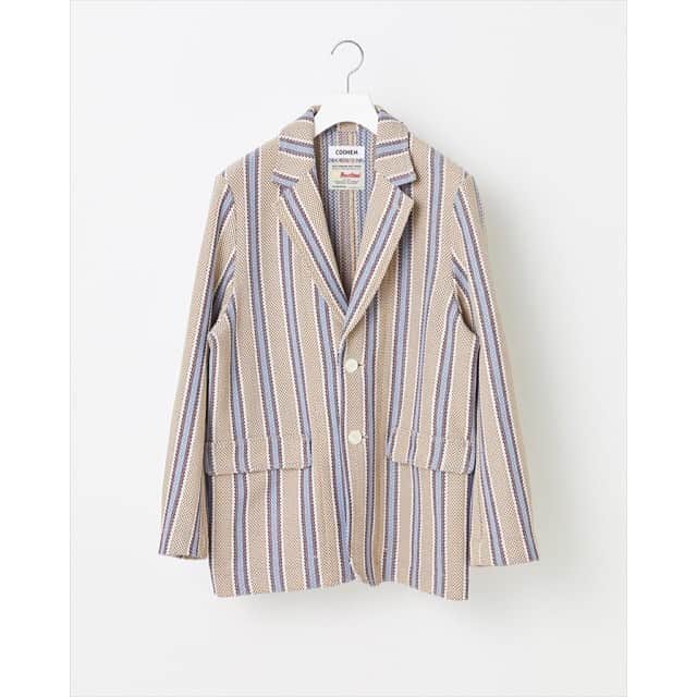 コーヘンのインスタグラム：「﻿ BLAZER TECH TWEED STRIPE JACKET﻿ ﻿ #coohem #coohemmens #jacket #knit #stripe #2021ss」