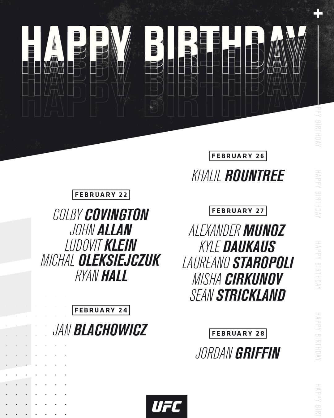 UFCさんのインスタグラム写真 - (UFCInstagram)「Birthdays for days 🎉 Leave a shoutout for these UFC athletes below!」2月23日 10時02分 - ufc