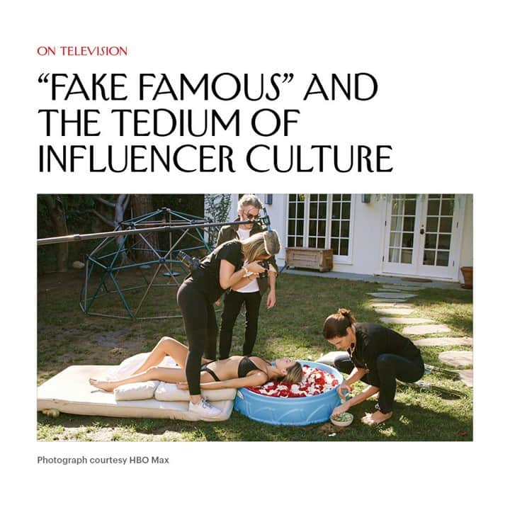 The New Yorkerさんのインスタグラム写真 - (The New YorkerInstagram)「The documentary “Fake Famous” follows three nobodies who are trying to become social-media celebrities in an effort to examine the nature of this particular kind of fame. It shows that growing a following can be a tedious kind of labor: In one amusing sequence, the would-be influencers are shown partaking in one-per-cent-like activities such as sipping champagne poolside at the Four Seasons, relaxing blissfully on an international flight, and receiving a luxurious spa treatment. All of this, however, is smoke and mirrors—in the pictures, which are shot in quick succession at a single location, a toilet seat held aloft mimics a plane’s window, the champagne is apple juice, and the rose-petal-infused spa basin is a plastic kiddie pool. At the link in our bio, read @frynaomifry on HBO’s “social experiment” about how fame works today.」2月23日 12時10分 - newyorkermag