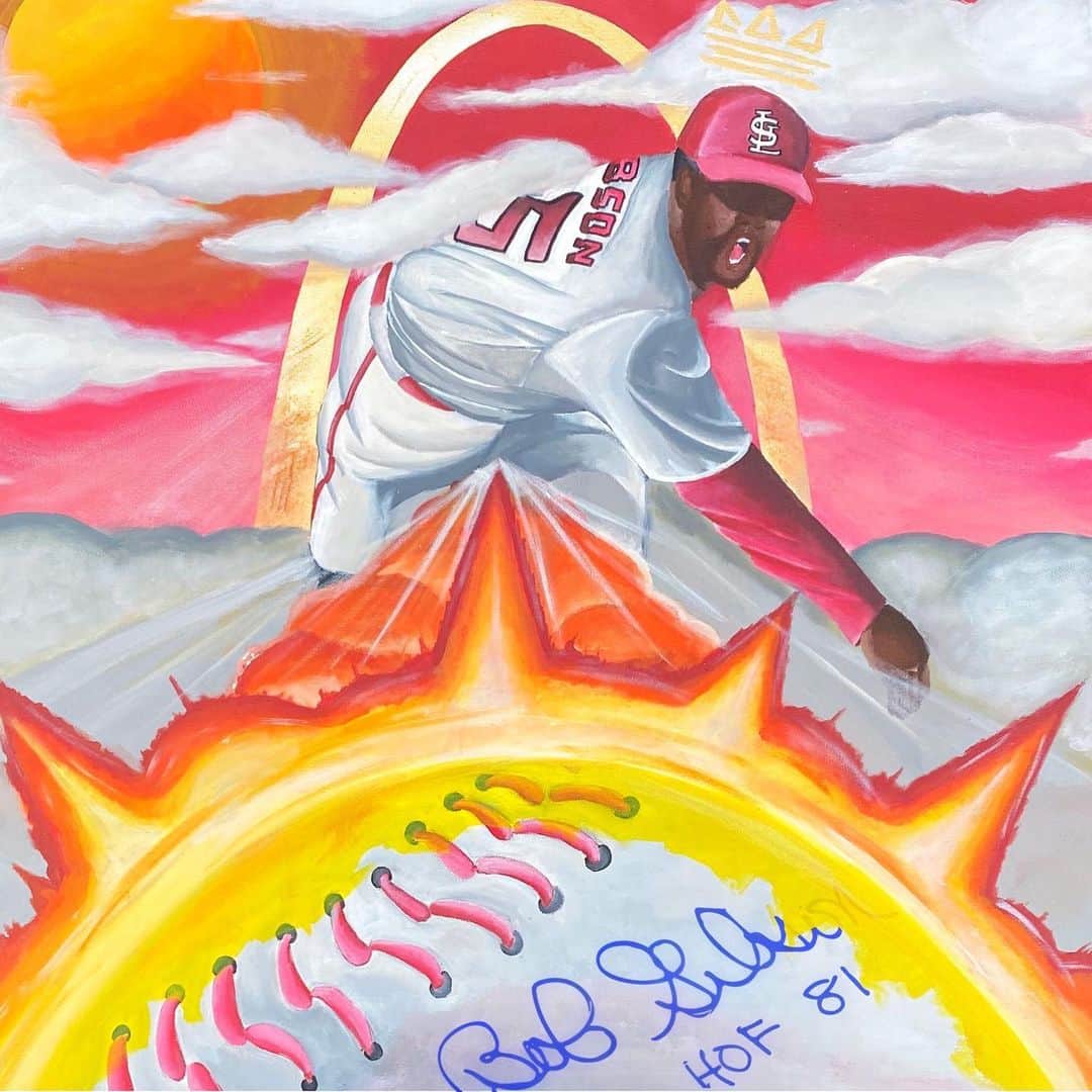 MLBさんのインスタグラム写真 - (MLBInstagram)「One of the most competitive pitchers to ever take the mound.   Today, we continue our #BlackHistoryMonth artist series with a piece honoring the decorated Hall of Famer, Bob Gibson.  Art by @jauricejones 🎨」2月24日 0時02分 - mlb