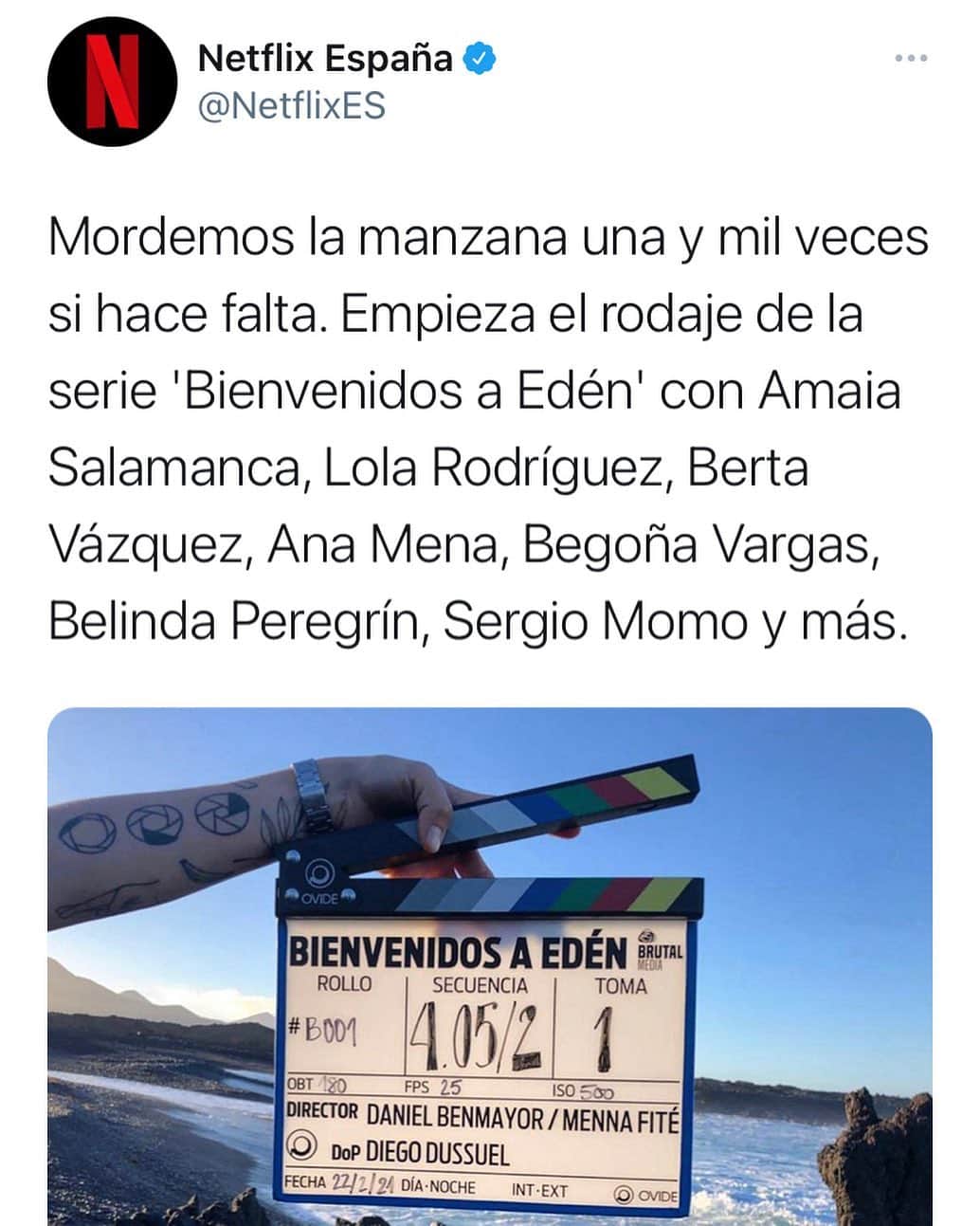 ベリンダのインスタグラム：「Estoy muy emocionada de compartir este nuevo proyecto, tenia muchas ganas de trabajar en España por muchas razones, esto te lo dedico a ti abuelita 🤍 #BienvenidosAEdén @netflixes」
