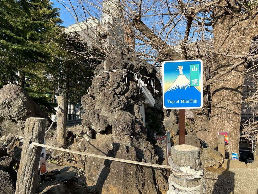 のインスタグラム：「㊗️本日2月23日は富士山の日🗻 散歩がてらに千駄ヶ谷の富士塚へ🙏 河津桜も綺麗で気分上々🌸 良い一日となりました✨ #富士山の日  #天皇誕生日 #鳩の森八幡神社  #prowrestler」