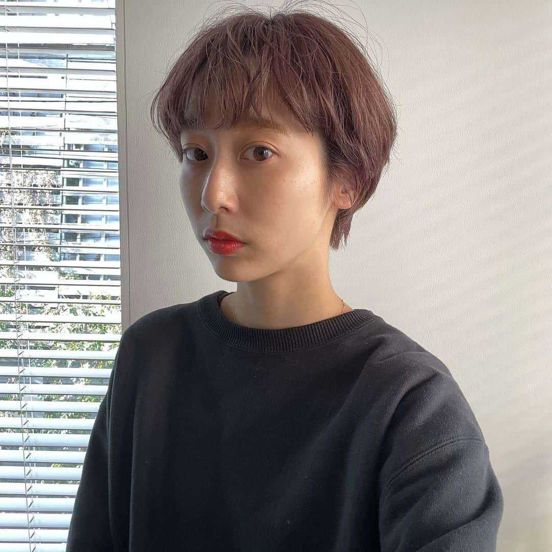 石田一帆さんのインスタグラム写真 - (石田一帆Instagram)「. ヘアカットカラーしました☁️  前回初めて全頭ブリーチをして、 そこから色を重ねていただきました◯  今回の色味は、 野口さんがやりたいのがある！絶対似合うから！と 激推しされまして、そのままじゃあそれで☺️と お任せしたのがこちらです💁‍♀️笑  透明感がすごい👏 ブリーチした後の色の入り方って全然違いますね◎  カラーしたてのこの写真はピンク感がしっかり。 2日たった今はこの時よりはピンクが落ち着いてきて 更に抜けていくとまた色味変わっていくのかな？ これからの色変化も楽しみです🙋‍♀️  ボブの時してた #アクセサリーバング のように 前髪だけ遊んだりしてます🐥  #cieca#haircut#haircolor#hairsalon#beauty#omotesando#fashion#ootd#coordinate#casual#mystyle#シエカ#ヘアカット#ヘアカラー#ショートヘア#ショート#美容メンテナンス#美容#表参道」2月23日 17時33分 - ishidakazuho