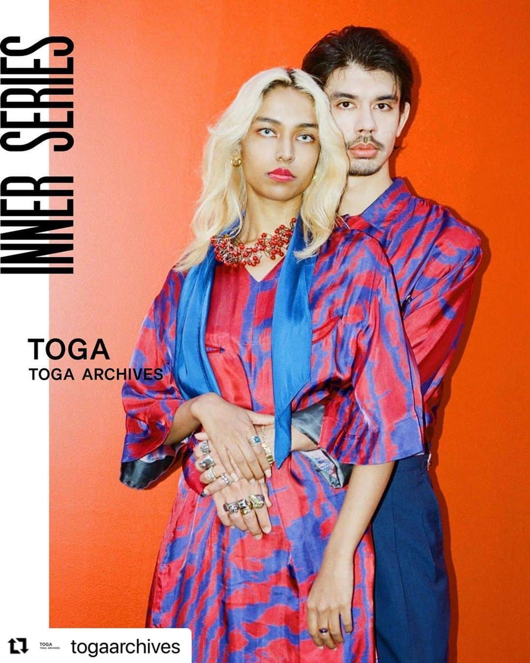 Sisterさんのインスタグラム写真 - (SisterInstagram)「TOGA PULLA  INNER PRINT DRESS/RED ¥52,000 (+tax)  #toga #togapulla #sister_tokyo   #Repost @togaarchives with @make_repost ・・・ TOGA PULLA s/s2021 Inner series ・ Sharar Lazima (@lalazima_ ) & Sho Okamoto (OKAMOTO'S @okamotos_official ) wearing inner print dress and inner print shirt. ・ Photography: Reiko Toyama @reiko_toyama  Hair and make-up: Takeru Urushibara @umeboooy  ・ #shararlazima #シャララジマ #okamotosho #オカモトショウ #okamotos #オカモトズ #toga #togaarchives #togapulla」2月23日 17時27分 - sister_tokyo