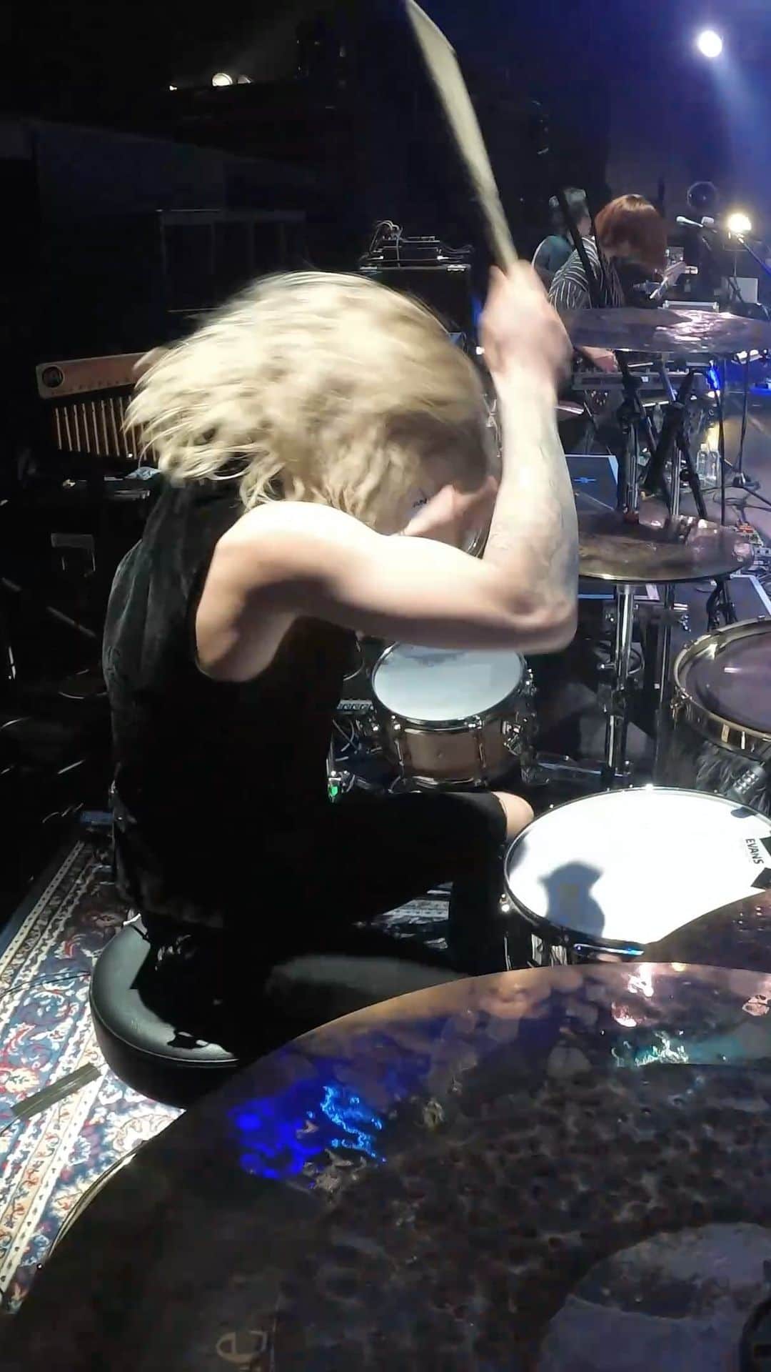 Tatsuya Amanoのインスタグラム：「Live at SHACHI Navigates Spotlight🇯🇵﻿ ﻿ Bs.バンマス : MIYAさん﻿ Gt. :芳賀義彦さん﻿ ﻿ #Drum﻿ #sjcdrums﻿ #meinlcymbals﻿ #evansdrumhead﻿ #promarkdrumsticks﻿ #Crossfaith﻿ #TeamShachi﻿ #シャチ豊洲pit﻿ #鬼ドラム」
