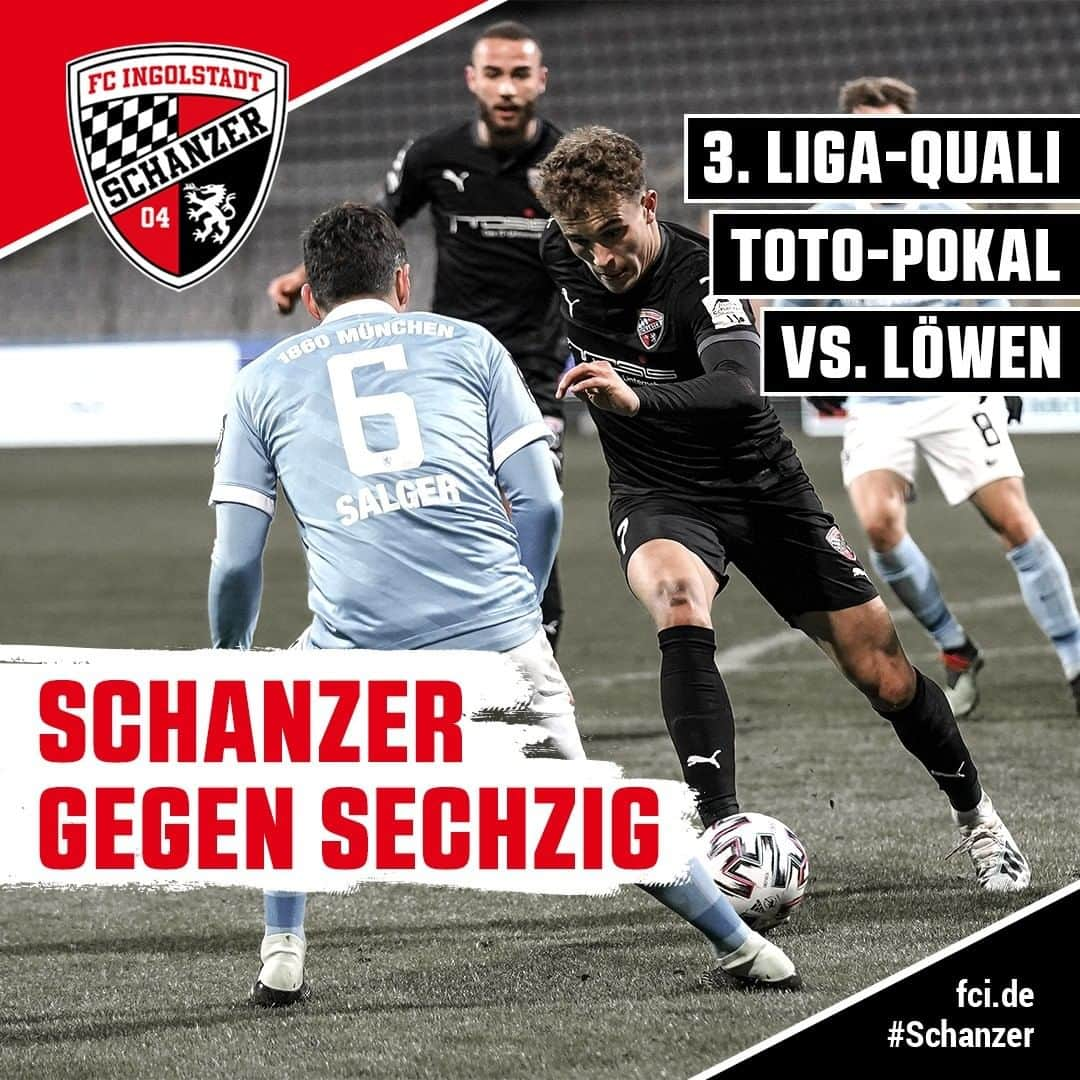 FCインゴルシュタット04さんのインスタグラム写真 - (FCインゴルシュタット04Instagram)「LÖWEN vs. #SCHANZER 🦁🏰⚫🔴  +++ Termin-UPDATE +++ Zweimal Free-TV möglich: Am Samstag, 27. März (14 Uhr), empfängt uns der Titelverteidiger TSV 1860 München im Stadion an der Grünwalder Straße. Das Spiel wird vom Bayerischen Rundfunk übertragen. Zuvor spielt bereits Haching gegen Türkgücü. Die Sieger dieser Erstrunden-Duelle treffen dann am Dienstag, 30. März 2021 (20.30 Uhr) aufeinander. Diesmal wird SPORT1 die Partie live ausstrahlen. ___ Ja, den TOTO-Pokal gibt's auch noch 😉 Die bayerischen Drittligisten spielen eine eigene Qualifikationsrunde in einem besonderen Modus. Warum? Wann? Und wie läuft das ab? Das erfahrt ihr hier 👇 Wird jedenfalls wieder spannend gegen den @tsv1860 - insbesondere wegen der Terminierung ... ___ Ursprünglich waren die beiden Erstrundenbegegnungen für den 23. und 24. März 2021 geplant, die Sieger wären laut Rahmenterminplan am Samstag, 27. März 2021, aufeinandergetroffen. „Die finalen terminlichen Ansetzungen werden wir zeitnah nach Gesprächen mit den Klubs und den TV-Sendern vornehmen“, sagte Verbandsspielleiter Josef Janker, der für die Ziehungsaufsicht verantwortlich war.   Zum Hintergrund: Im vergangenen Jahr war der pandemiebedingt modifizierte Toto-Pokal-Wettbewerb mit der ersten Hauptrunde gestartet – allerdings ohne die Teams der Regionalliga Bayern sowie den Klubs aus der 3. Liga mit Titelverteidiger TSV 1860 München, unserem FCI, der SpVgg Unterhaching und Türkgücü München. Während sich vier Teams aus dem eigenen Ligapokal-Wettbewerb der Regionalliga Bayern für das Viertelfinale qualifizieren, ermitteln die Drittligisten in zwei Runden unter sich einen Viertelfinalisten aus dem Profi-Lager. Komplettiert wird das Toto-Pokal-Viertelfinale schließlich von drei der zwölf Klubs, die den Sprung in die zweite Hauptrunde geschafft hatten. . . #schanzerdassindwir #Schanzerfürimmer #Ingolstadt #FCI #FCIngolstadt #3Liga #zeigtsuns #fu3ball #soccer #fussball #football #futbol #immerweiter #zamhoidn #Team #Auswärts #Auswärtsspiel #Auswärtsfahrt #away #einTEAM #grünwalder #grünwalderstadion #gemeinsam #Sechzig #München #TSV1860München #M60FCI #TotoPokal #Pokal @bfvonline」2月23日 19時41分 - dieschanzer