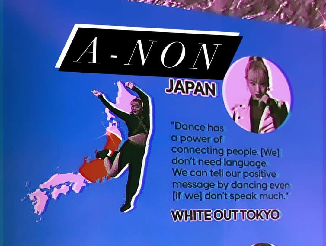 A-NONさんのインスタグラム写真 - (A-NONInstagram)「アメリカの雑誌にインタビュー& WHITE OUT TOKYOが裏面一面飾らせて頂きました！  私は日本代表として載せていただきました。  写真はアメリカで行われたダンスの世界大会で優勝させて頂いた時のものです。 こうやってダンスを通じて世界と繋がれて日本を知ってもらえて本当に嬉しく思います。 ダンスは言語がなくてもコミニケーションを取れる唯一のツールだと思います。  ダンスが世界を救う。　by.A-NON  #ShowStopper  #whiteouttokyo #interview #japan」2月23日 19時48分 - anon_official1229