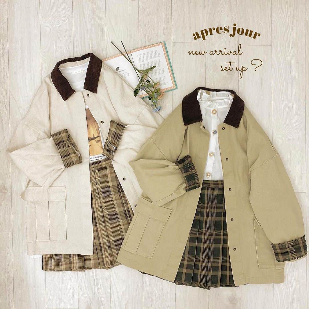 apres jour(アプレジュール) さんのインスタグラム写真 - (apres jour(アプレジュール) Instagram)「【new arrival♡】﻿ ﻿ ﻿ 今から大活躍間違いなしの﻿ 春アウターが登場🌷﻿ 袖をまくるとかわいいチェック柄が♡﻿ 同じ柄のスカパン合わせで﻿ セットアップぽく着こなしても◎﻿ ﻿ #ハンティングジャケット﻿ 商品番号🔍 933429﻿ 大きいサイズもございます。﻿ ¥3,595(taxin)﻿ ﻿ #チェックタックプリーツスカパン﻿ 商品番号🔍 933424﻿ 大きいサイズもございます。﻿ ¥1,995(taxin)﻿ ﻿ comingsoon....﻿ 2/25(thu) 21:00〜﻿ ﻿ ﻿ こちらの画像はインスタ用に加工しておりますので、カラーの雰囲気が実際の商品と異なる場合がございます。﻿ 商品ページにてカラーのご確認をお願い致します。﻿ ﻿ #ZOZOでしか買えない﻿ #apresjour﻿ #アプレ部」2月23日 19時56分 - apres_jour