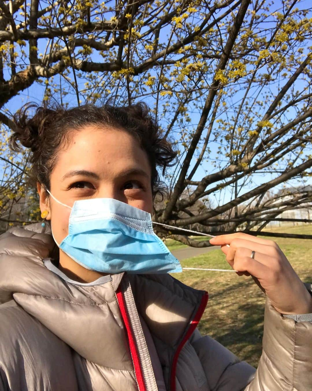 仲川希良さんのインスタグラム写真 - (仲川希良Instagram)「2月23日、富士山の日！ ・ いつ使おうかと大事にしまっていた 富士山マスクをつけて過ごしました (写真、分かりづらいかしら笑) ・ 新しい家はリビングの不思議な位置に小窓があるんだけど 引越してしばらくして 小窓から見える木々の向こうに富士山がいらっしゃることに気付きました ・ しかも今の時期はちょうどその位置に日が沈んで 夕焼けをバックに美しい富士山のシルエットが浮かびます ・ 季節が進めば夕日の位置も変わるし 木々に葉が繁ったらそもそも富士山は見えないし ・ まさかこの小窓は 冬の間のこんな楽しみのためにデザインされたのかしら…… ・ 毎日ちょっと小窓をのぞいて 期間限定の景色を味わっています ・ ・ #🗻 #😷 #富士山 #富士山の日 #富士山マスク」2月23日 21時26分 - kiranakagawa