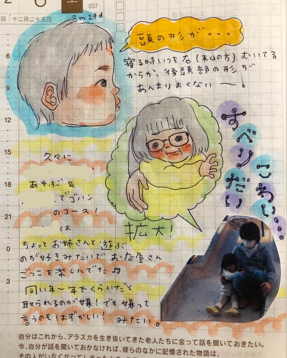 misaのインスタグラム：「#ほぼ日 #ほぼ日手帳  #ほぼ日絵日記 #絵日記 #育児日記 #育児絵日記 #hobonichi  #イラスト #illust #クリーンカラー#babytime_japan #ベビタイム#ママチャンネル#ママポスト#lin_don_fashion#illustgram_mama#マイナビ子育て部#3m29d#生後3ヶ月#4歳#あんふぁんぎゅって公式グラマー」