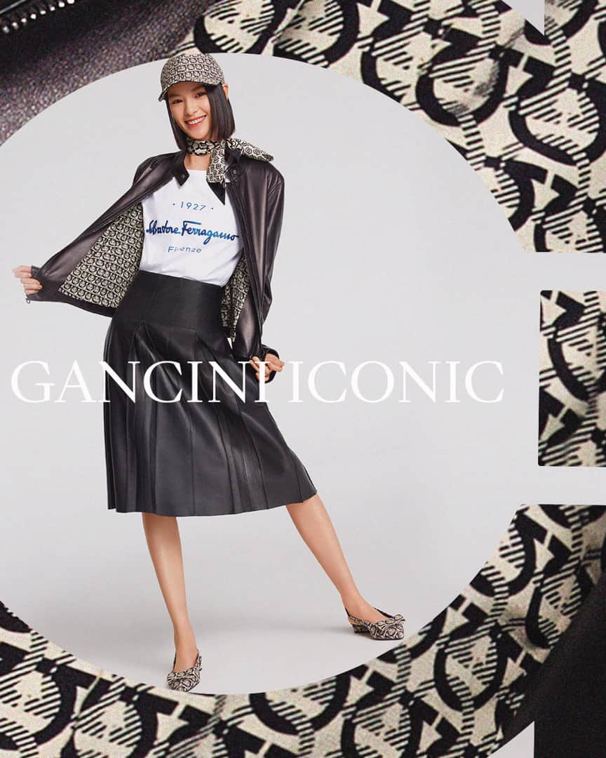サルヴァトーレ・フェラガモのインスタグラム：「The ultra-versatile Gancini never fails to delight in its many iterations. Qiu Tian interprets the freshly re-imagined Gancini Iconic monogram for an off-duty aesthetic. #Gancini」