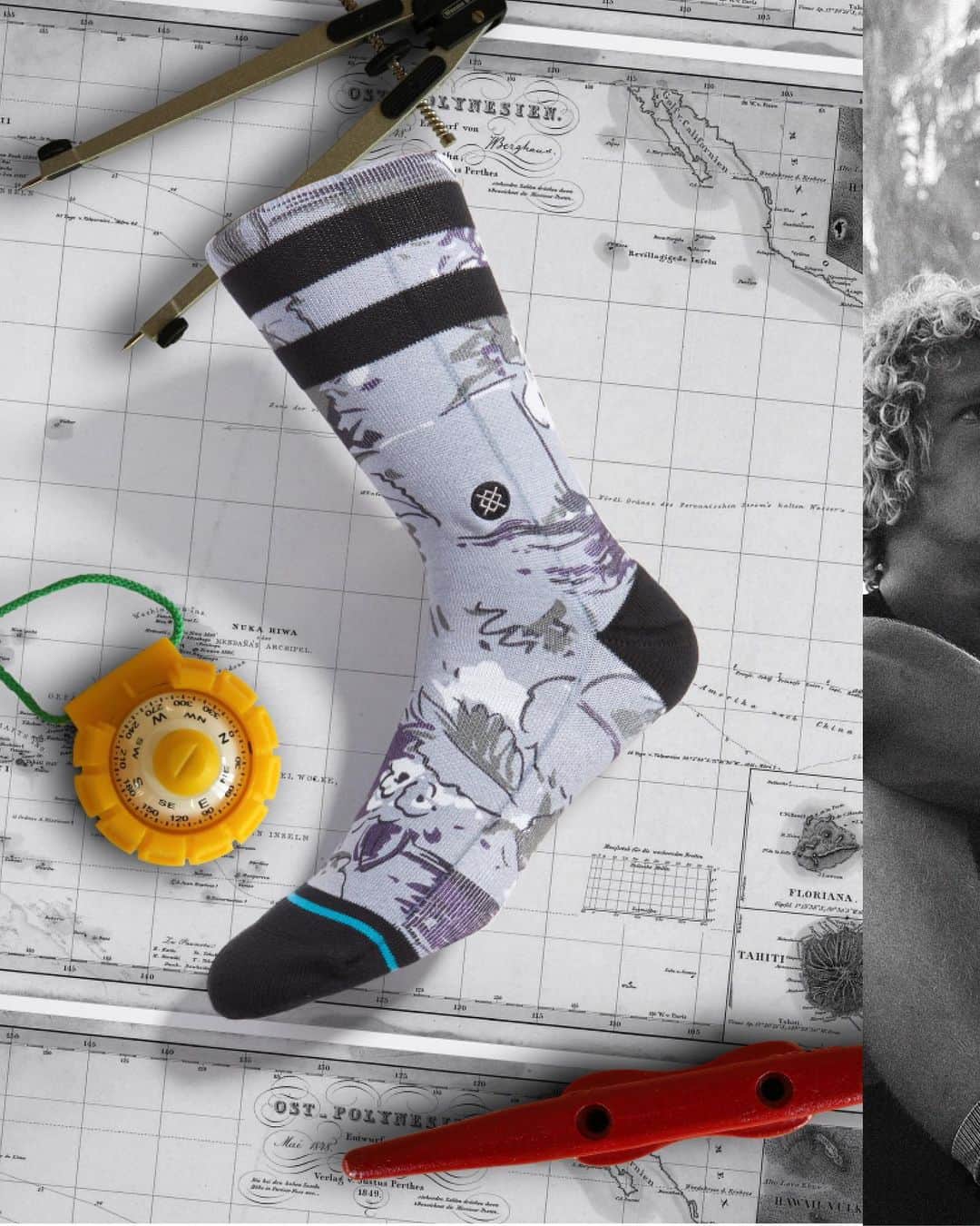 Stanceのインスタグラム：「⚓️We’ve teamed up with reigning Pipe Masters champion and Punk & Poet, John John Florence, @john_john_florence on a new signature sock inspired by his native home - the North Shore of Oahu. Its relaxed color palette and bold yet elegant brush strokes are reminiscent of the surfer himself, who has proven that many small steps in your own backyard can lead to big things on world stages 🙌. Available now at Stance retail locations, Stance.com and select global retailers.」