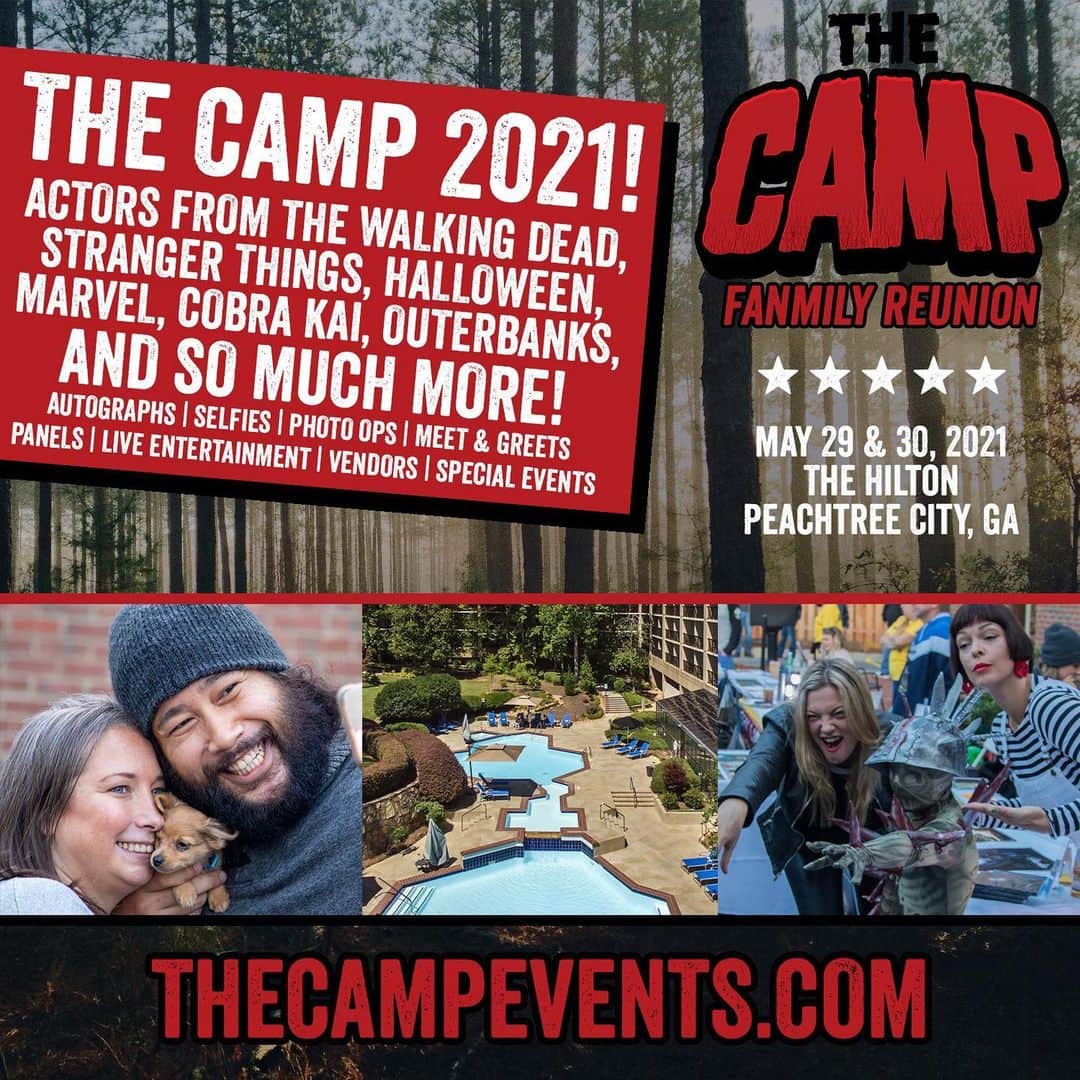 The Walking Deadのインスタグラム：「@thecampevents is back with their biggest event yet! The Camp 2021 will be held in Peachtree City, GA, just minutes away from Filming locations for Marvel, Stranger Things, and The Walking Dead! For 10% off any ticket use coupon code: dead10 . . ℹ️ For more information visit: thecampevents.com/may 🎟 Tickets are available at: tickets.thecampevents.com 💻 #TheCamp #FearTWD #TheWalkingDead #TWD #FTWD #TWDFamily #AD」