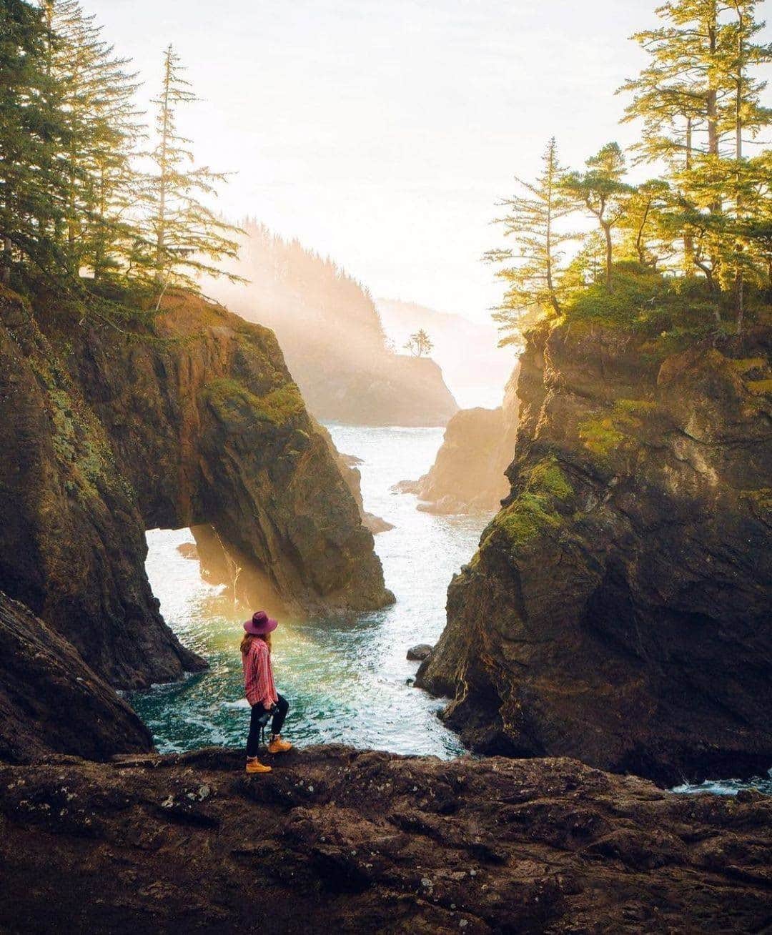 Visit The USAのインスタグラム：「Spreading 19km across Oregon's southern Coast, the Samuel H. Boardman Scenic Corridor is a destination you will want to get out of the car for! 🚗 From natural bridges and arches to beautiful hiking trails - there are so many wonders to explore! #VisitTheUSA 📸 : @sampoole」