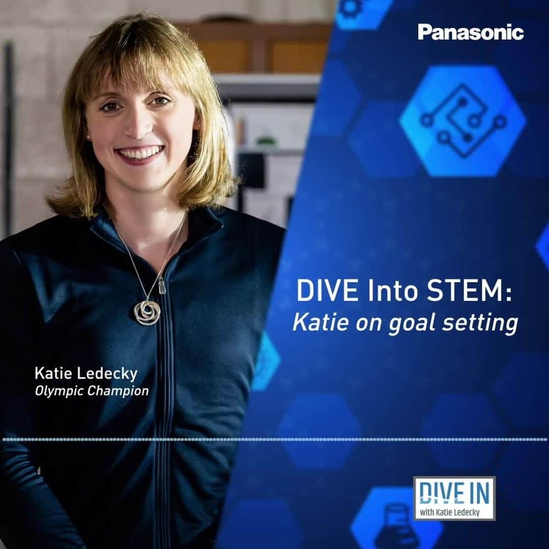 Panasonicのインスタグラム：「Last week, #TeamPanasonic’s @KatieLedecky hosted a virtual career fair with Newark's Dr. William Horton elementary school. The students, who took a Dive into #STEM education, asked Katie how she sets goals. Check out what the world champion said! #WhatMovesUs」