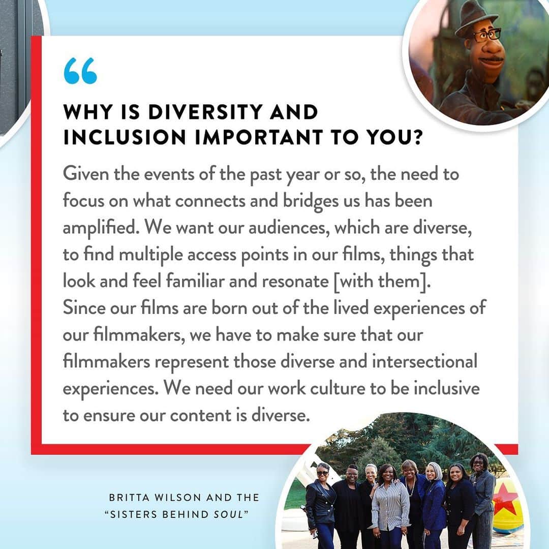 Disney Pixarさんのインスタグラム写真 - (Disney PixarInstagram)「“This journey needs all of us. You can lead from any seat.” - Britta Wilson, VP of Inclusion and Outreach. Get to know Britta and her work in our latest employee spotlight.」2月24日 5時00分 - pixar