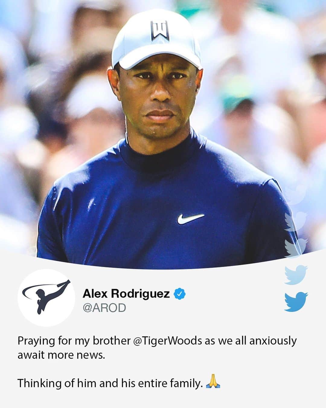 espnのインスタグラム：「The sports world has been sending positive thoughts to Tiger Woods after learning of his car accident.   He suffered multiple leg injuries and is currently undergoing surgery, according to a statement from his agent Mark Steinberg.」
