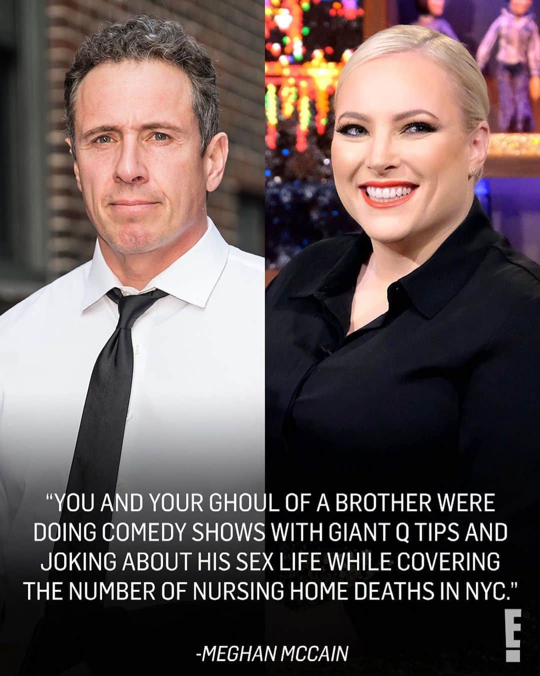 E! Onlineさんのインスタグラム写真 - (E! OnlineInstagram)「After Chris Cuomo responded to a controversial video of Meghan McCain claiming that Dr. Fauci should be fired, she clapped back and included his brother, Gov. Andrew Cuomo in her retort. Their full exchange, and the video from the show, are at the link in our bio. ( 📷: Getty)」2月24日 5時31分 - enews