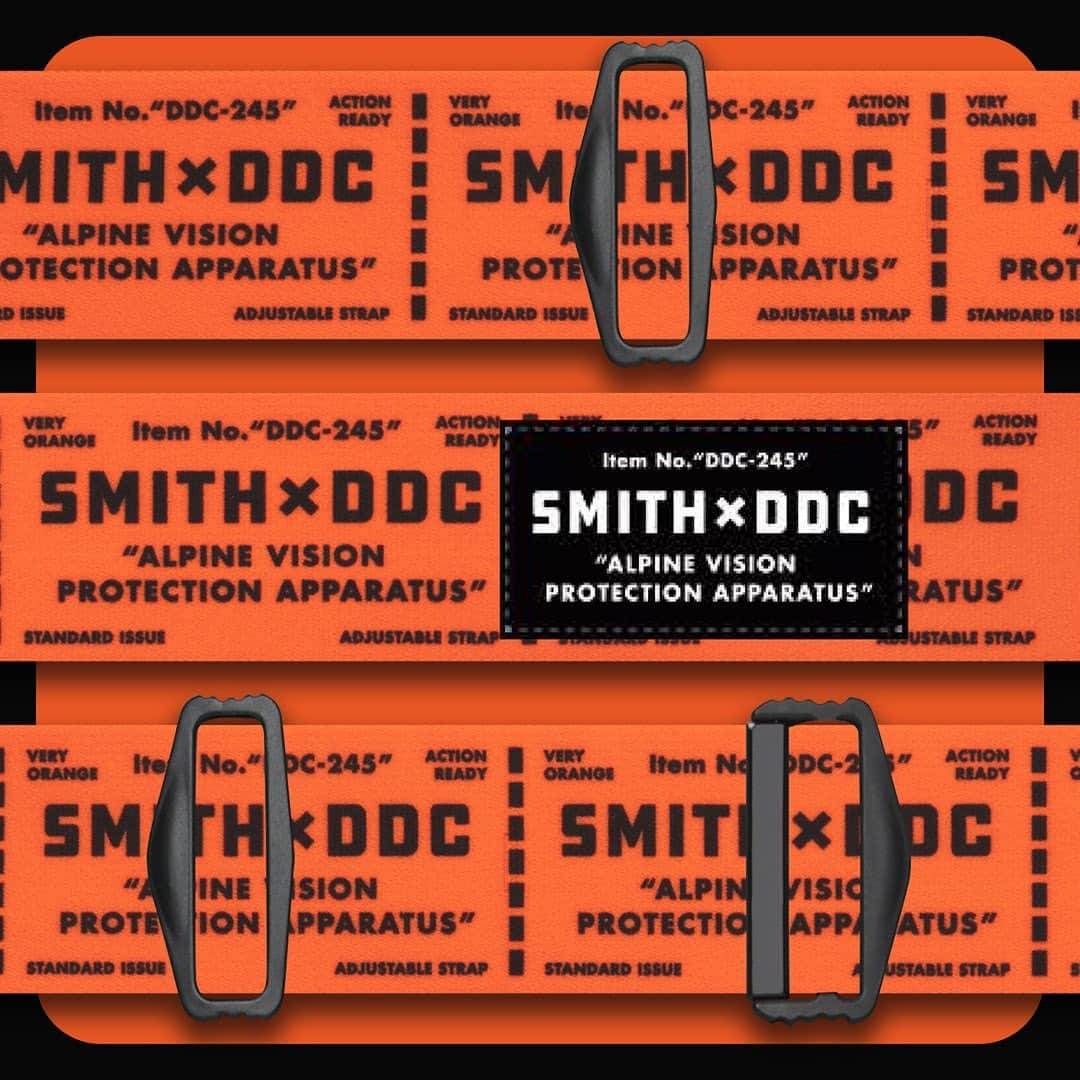 Smithのインスタグラム：「“Alpine Vision Protection Apparatus” The DDC x SMITH “Standard Issue - Very Orange - Action Ready” Squad XL is Item number DDC-245 of @draplin iconic list of custom items.」