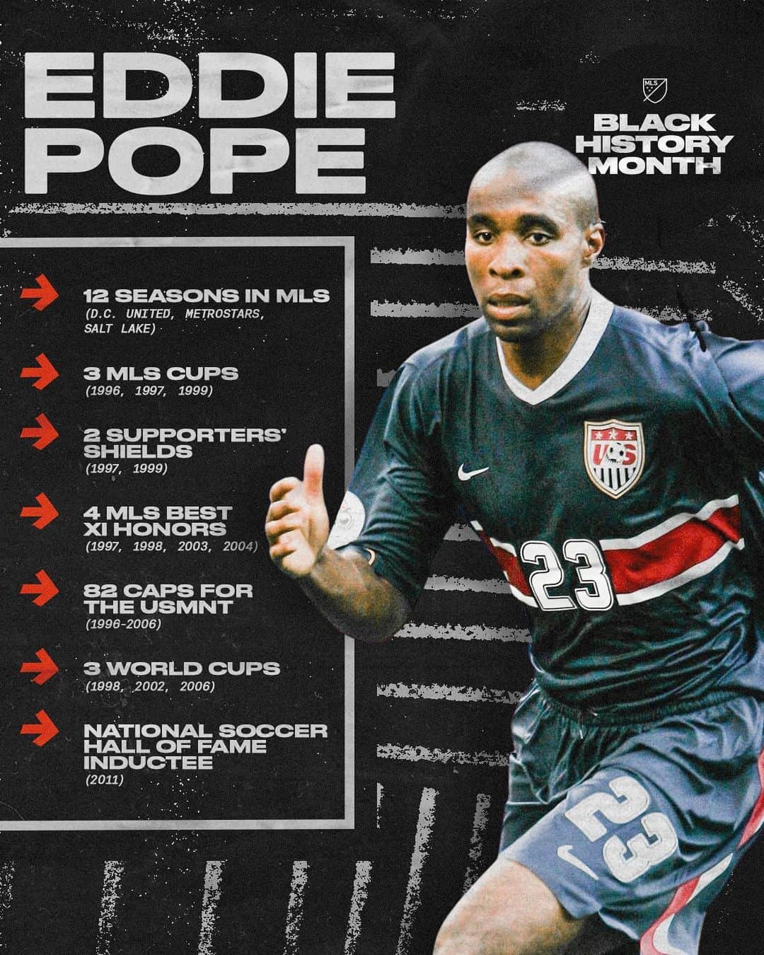 Major League Soccerのインスタグラム：「A legend on & off the pitch. ⭐️🏆👏  Throughout #BlackHistoryMonth , we’re celebrating Black players who are leaving their mark on MLS and the global game both on and off the field.」