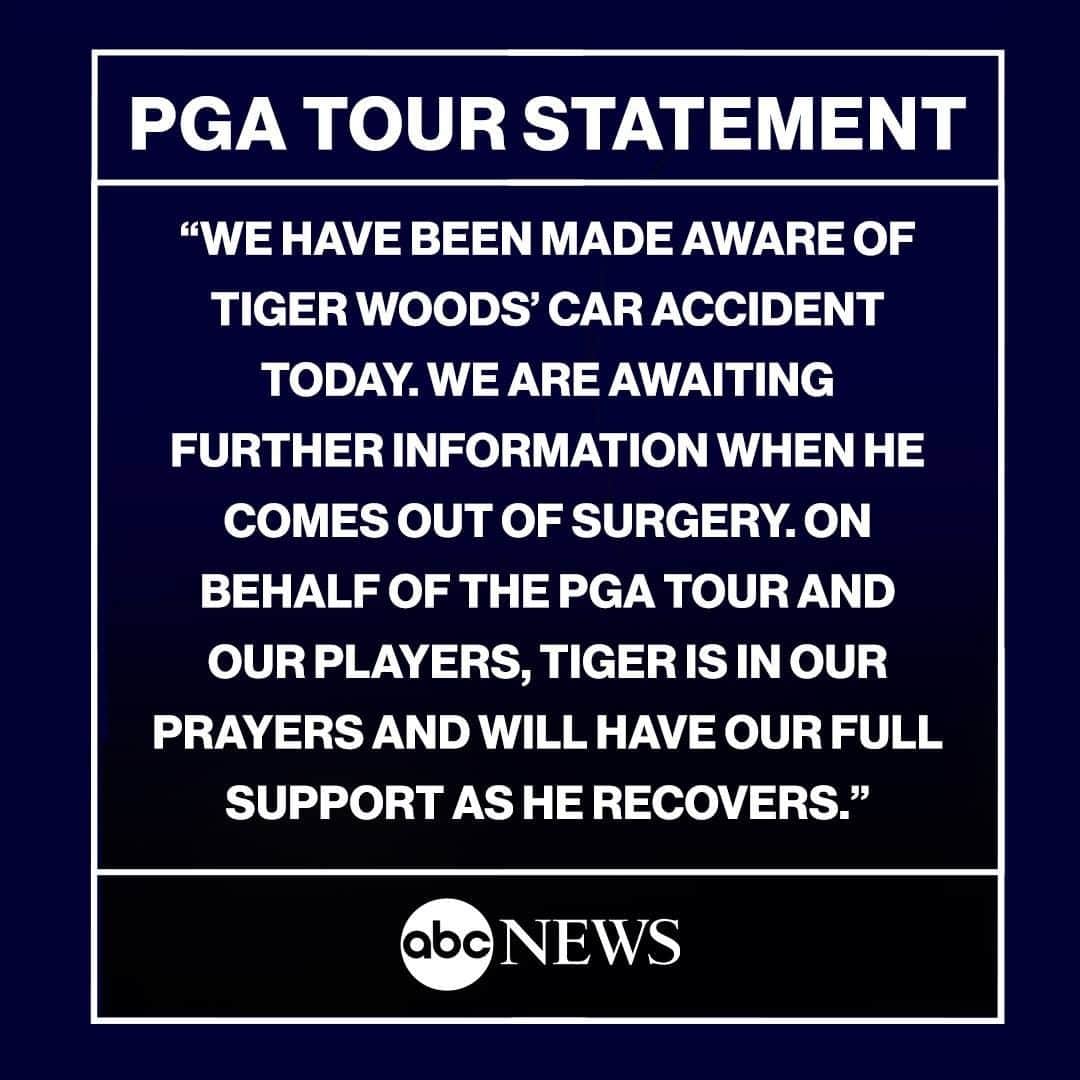 ABC Newsさんのインスタグラム写真 - (ABC NewsInstagram)「"On behalf of the PGA Tour and our players, Tiger is in our prayers and will have our full support as he recovers.”  PGA Tour releases statement after Tiger Woods is injured in a car crash in California.」2月24日 6時09分 - abcnews
