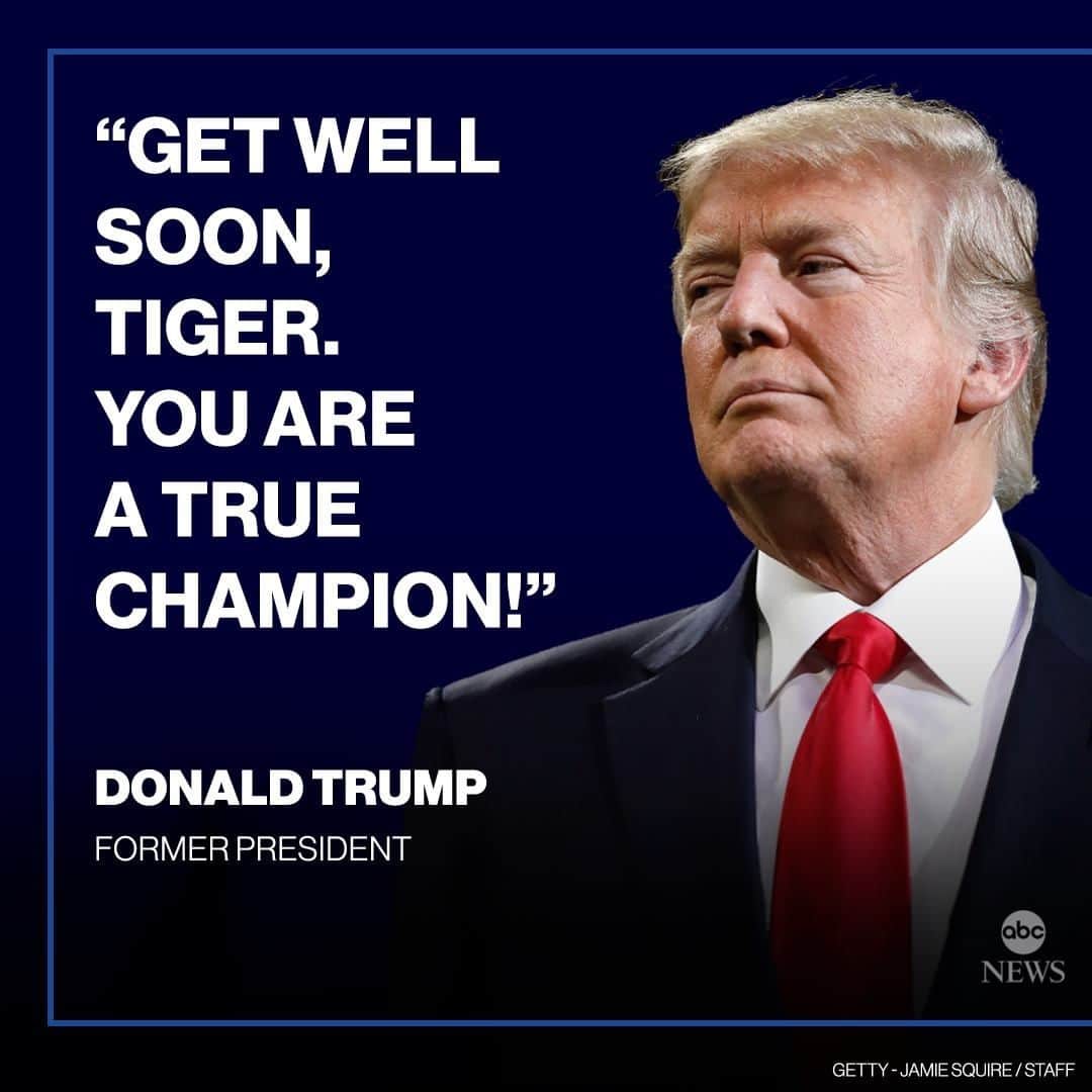 ABC Newsさんのインスタグラム写真 - (ABC NewsInstagram)「Former Pres. Trump releases statement after Tiger Woods is hurt in car crash in California: "Get well soon, Tiger. You are a true champion!"」2月24日 6時15分 - abcnews