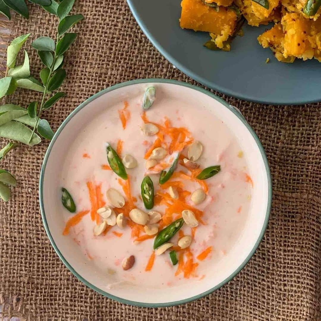 Archana's Kitchenさんのインスタグラム写真 - (Archana's KitchenInstagram)「Crunchy Carrot Peanut Raita Recipe is a delicious and spicy raita recipe with coarsely ground peanuts, grated carrots, and red chilies. Serve it with Pulav or any Sabzi and Phulka for your weekday meal. Search for the recipe “Crunchy Carrot Peanut Raita” in our app. Link to the app in the bio @archanaskitchen . . . . . . #recipes #easyrecipes #lunch #pulao #lunchtime #archanaskitchen #northindianrecipes #northindianlunch #healthyeating #highprotein #eatfit #cooking #food #healthyrecipes #foodphotography #recipeoftheday #comfortfood #deliciousfood #delicious #instayum #food #tandoori」2月24日 14時31分 - archanaskitchen