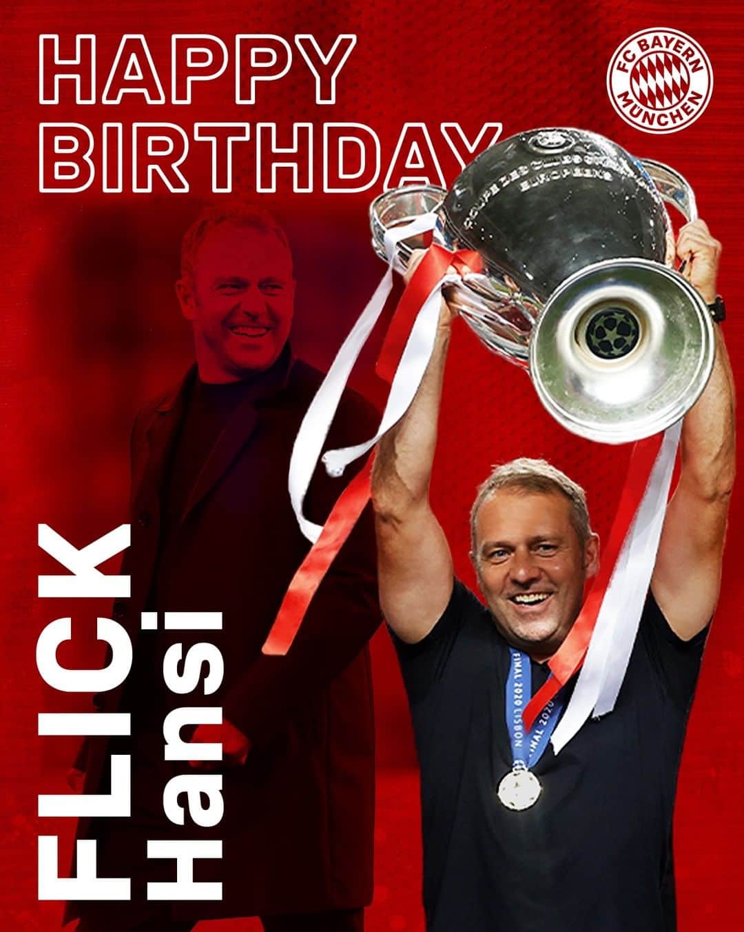 バイエルン・ミュンヘンさんのインスタグラム写真 - (バイエルン・ミュンヘンInstagram)「Happy birthday Hansi #Flick! 🎂  Our head coach turns 5️⃣6️⃣ today! 🎉  #MiaSanMia #FCBayern #HBD」2月24日 17時28分 - fcbayern